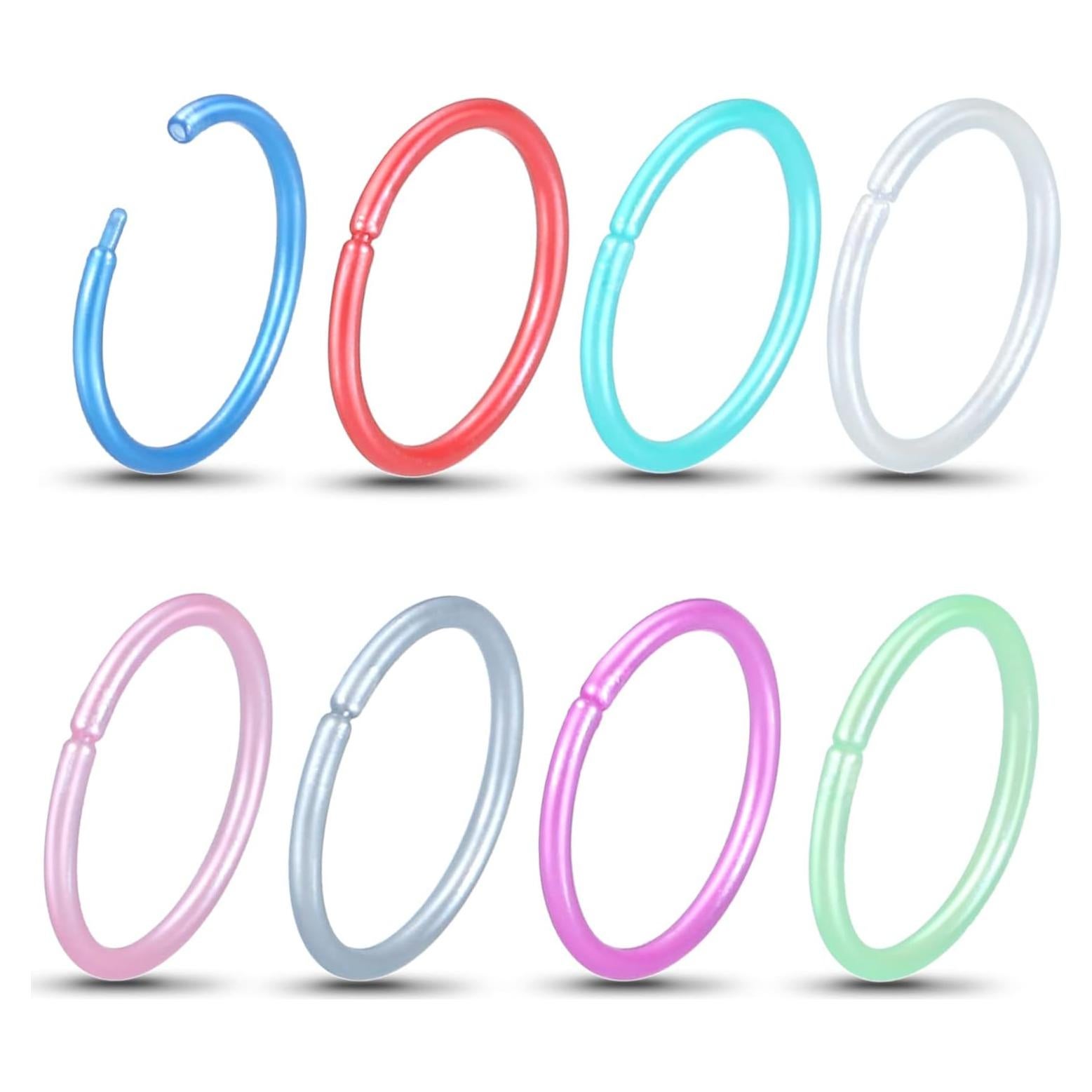 Aros de Nariz Bioflex 8PCS 20G 5/16" (8mm) Coloridos Transparentes