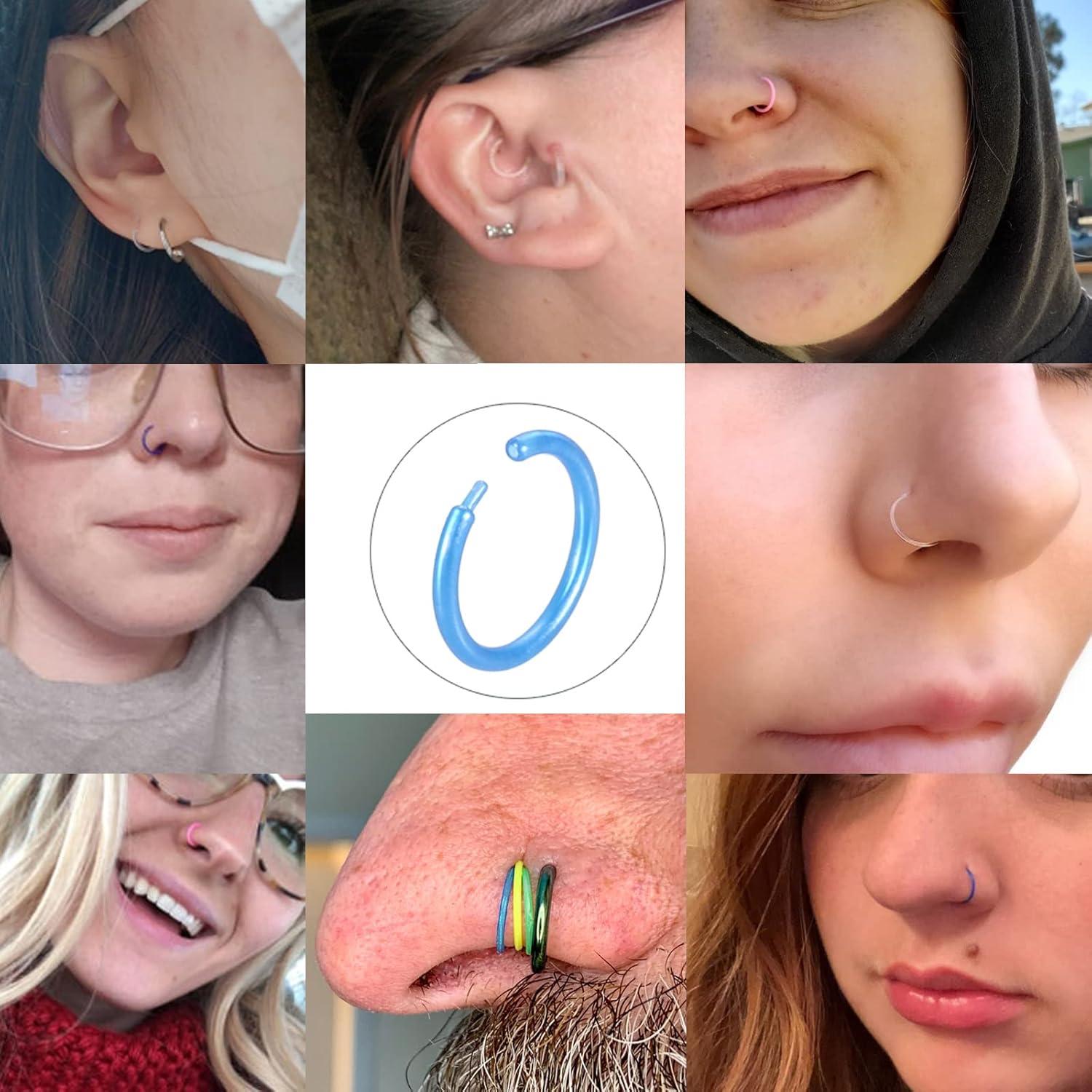 Aros de Nariz Bioflex 8PCS 20G 5/16" (8mm) Coloridos Transparentes