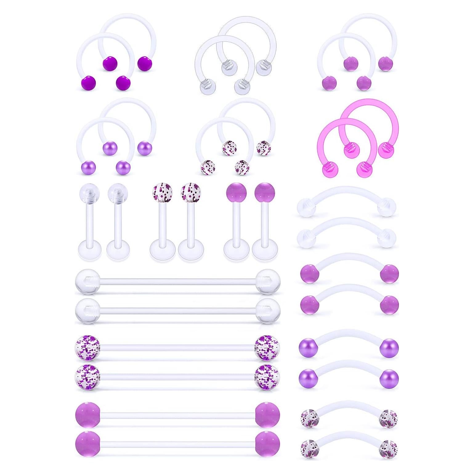 Anillos de Septum Bioflex Jenxnjsjo 16g Púrpura para Piercing