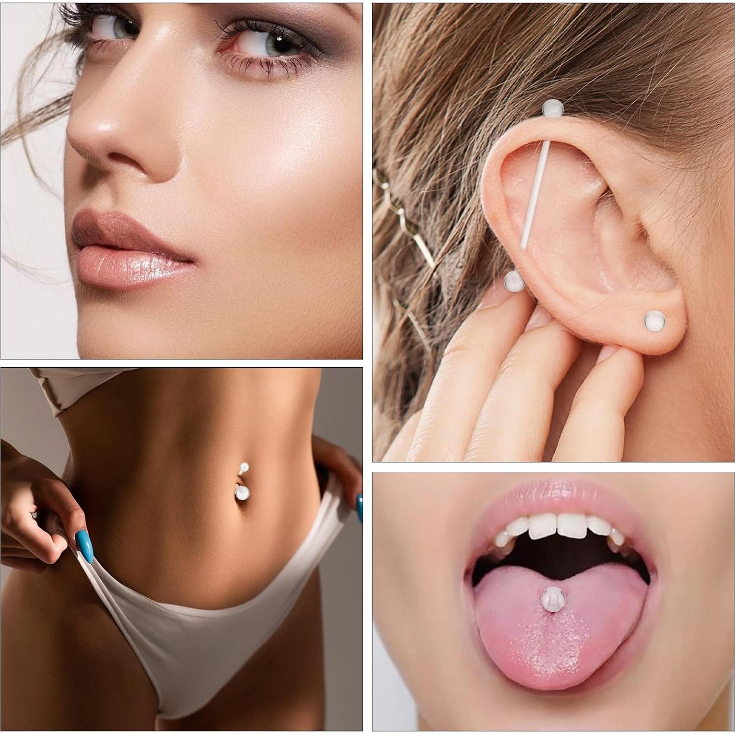 48 Anillos Nasales Transparentes Yolev para Piercing Acrílico