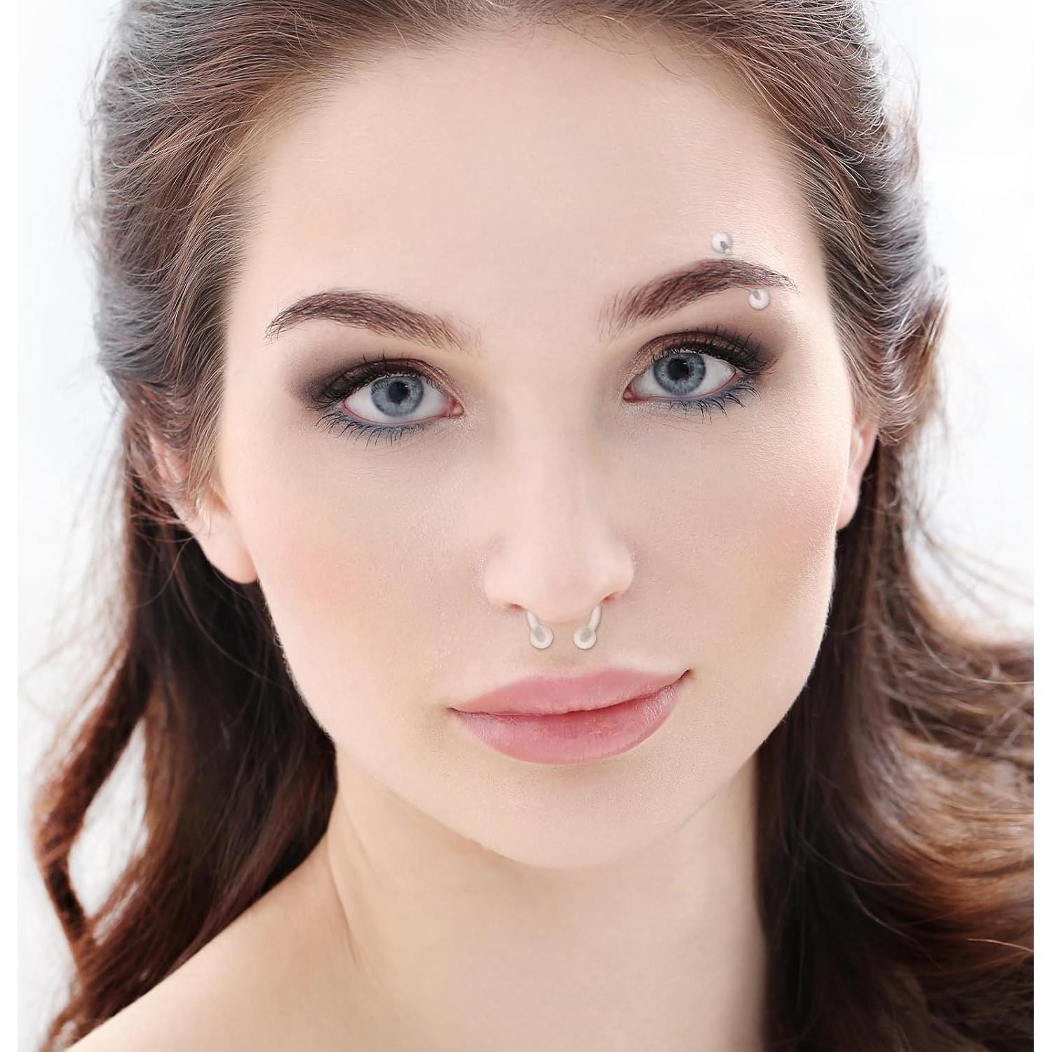 48 Anillos Nasales Transparentes Yolev para Piercing Acrílico