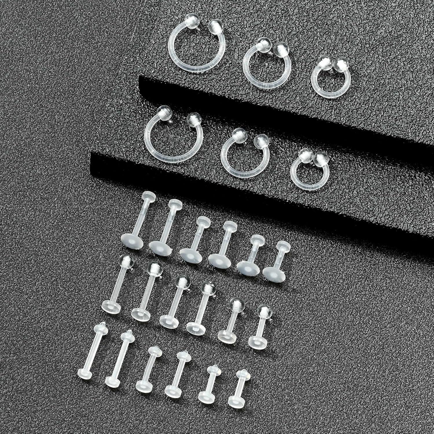 Fectas 24pcs Retenedores de Piercing Transparentes 16G