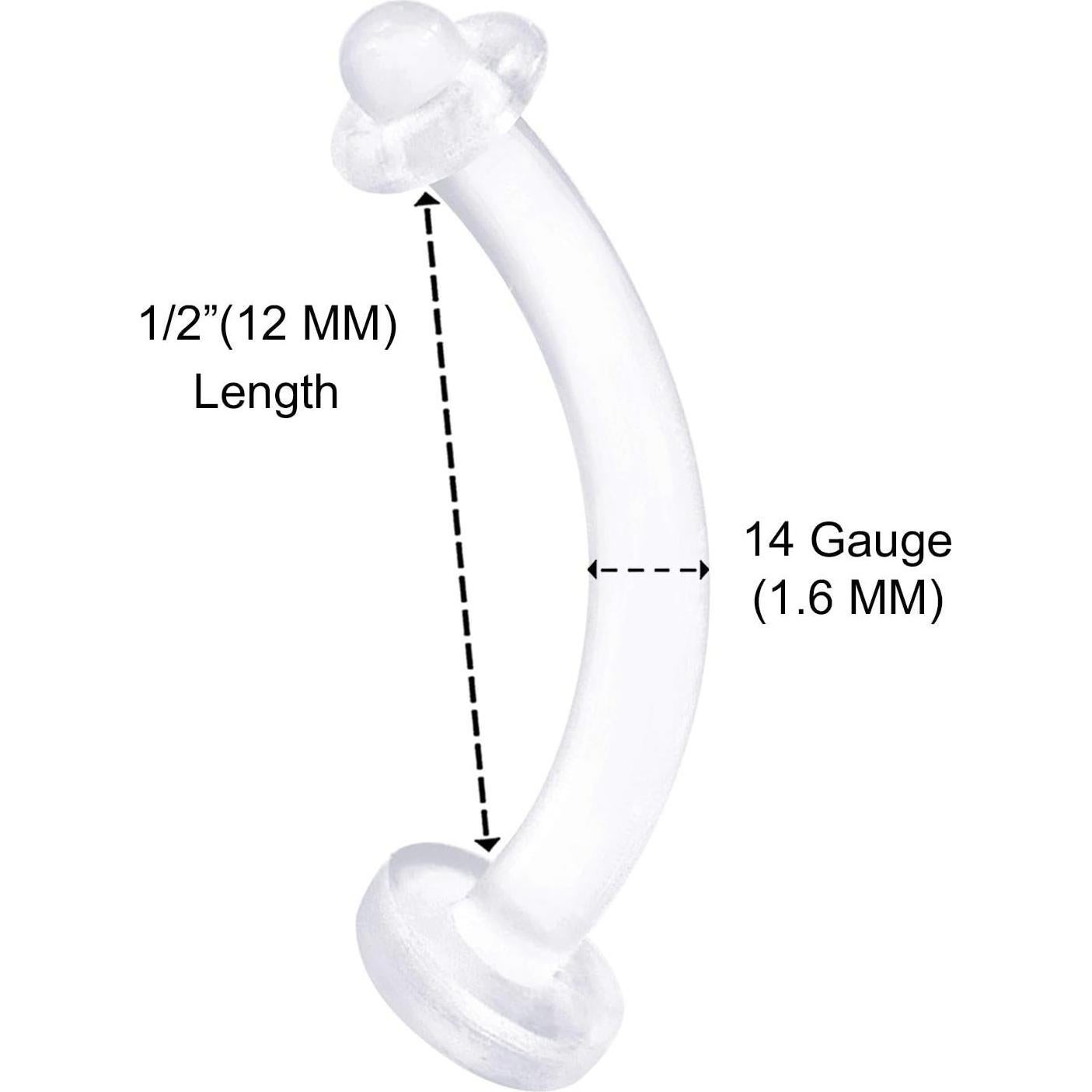 Anillo Retenedor de Ombligo Claro Bioflex 14g 12mm 4 Piezas