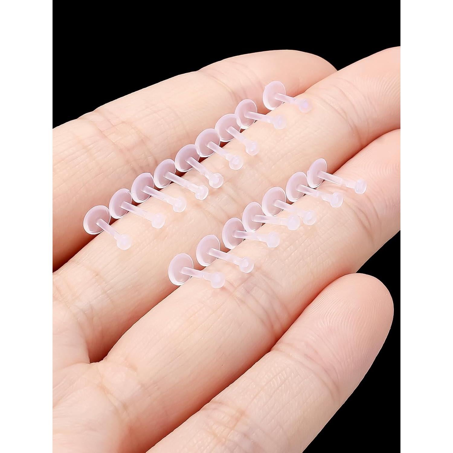 Pendientes de perforación claros Eakxnig 18G 7mm para deportes