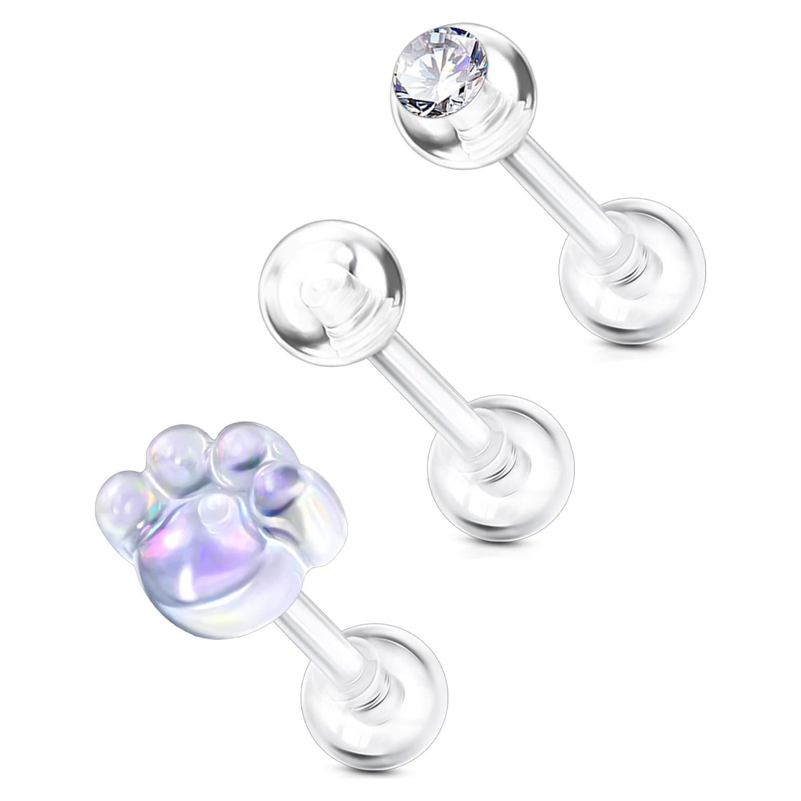 OUFER 3PCS Retenedores Transparentes para Piercing Helix 16G