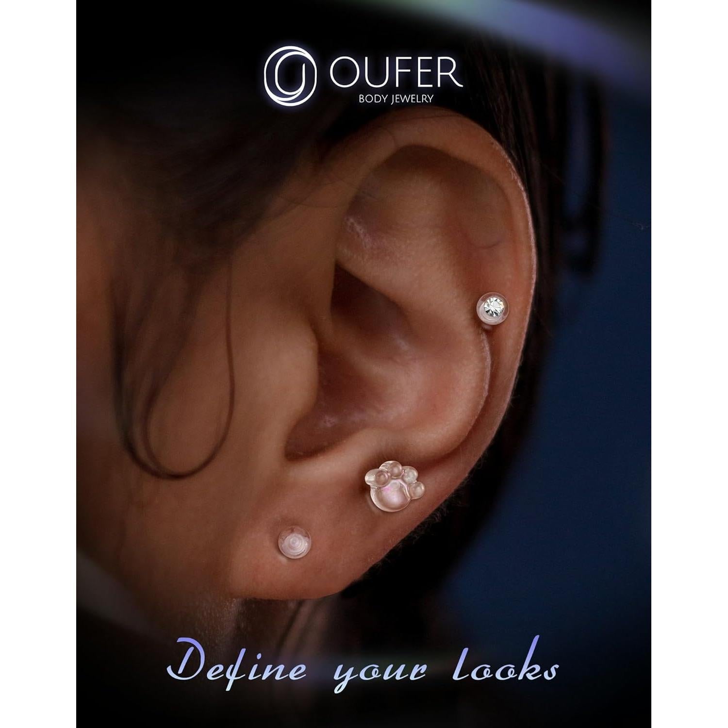 OUFER 3PCS Retenedores Transparentes para Piercing Helix 16G