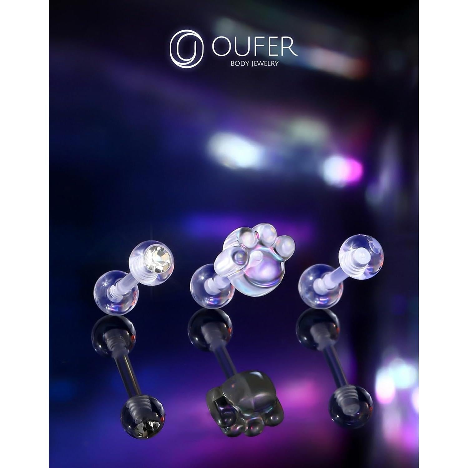 OUFER 3PCS Retenedores Transparentes para Piercing Helix 16G
