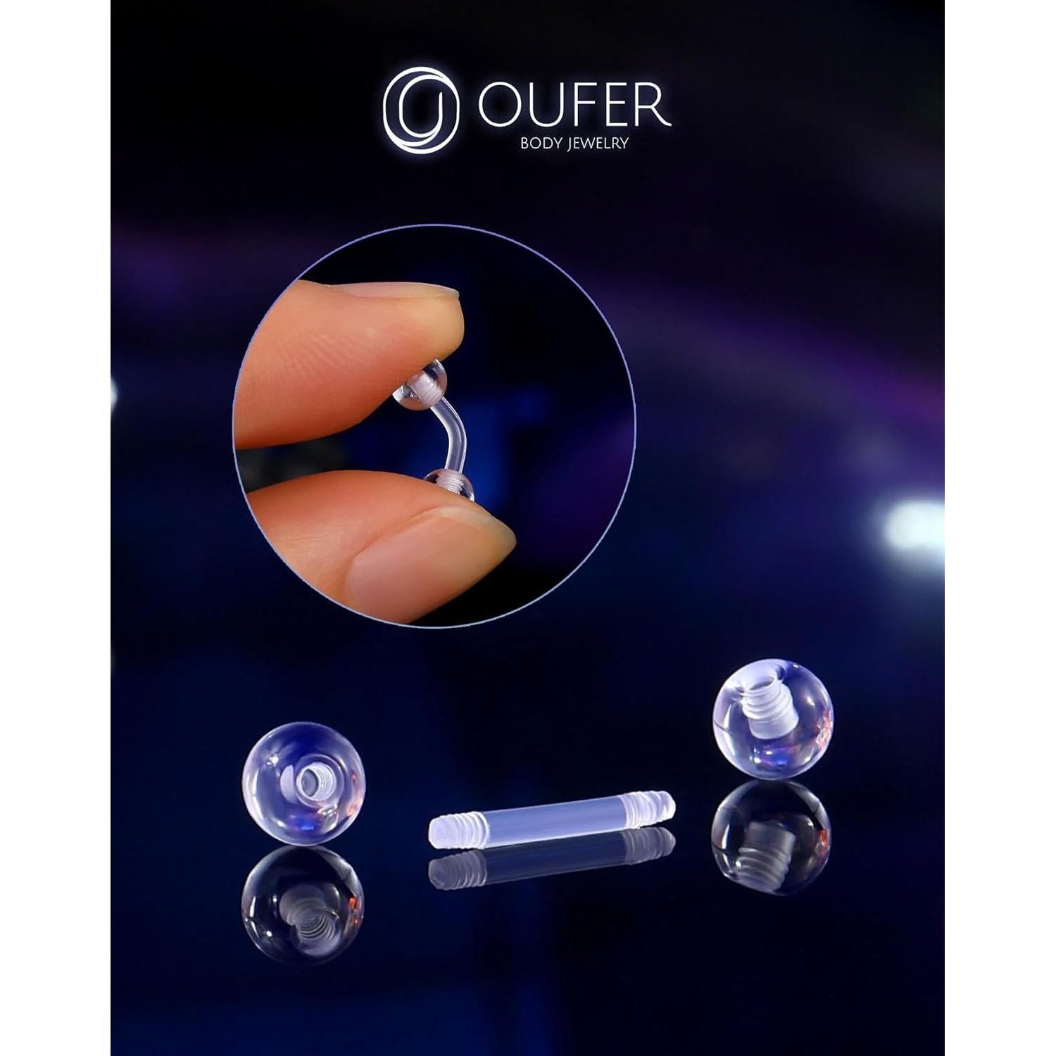 OUFER 3PCS Retenedores Transparentes para Piercing Helix 16G