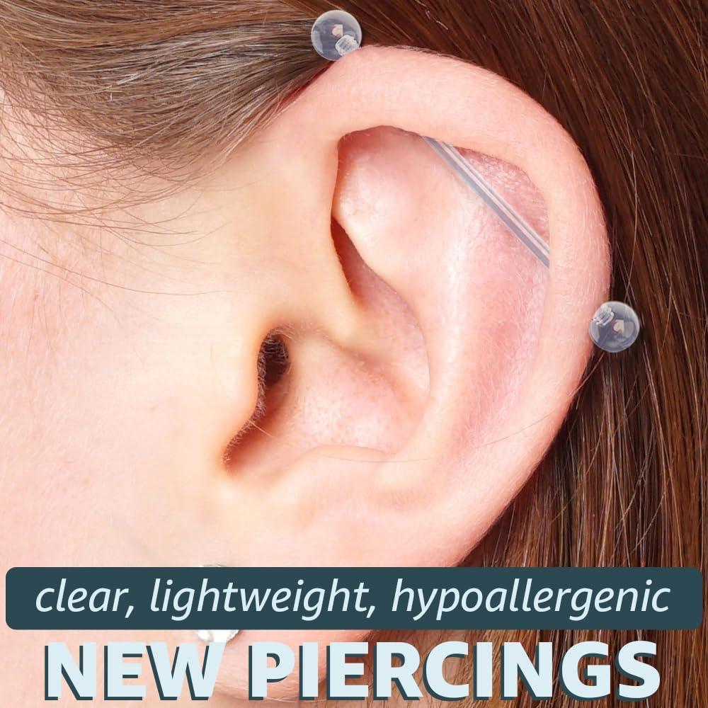 Set de 12 Anillos de Pezón y Lengua Bioflex 14g Transparentes