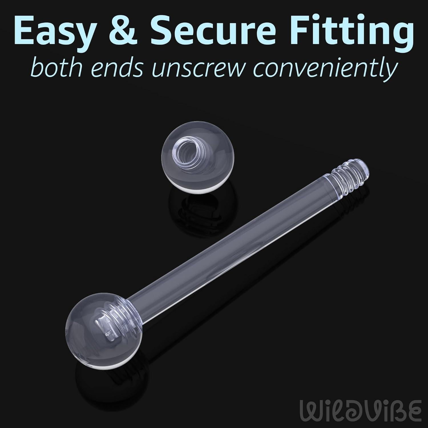 Set de 12 Anillos de Pezón y Lengua Bioflex 14g Transparentes