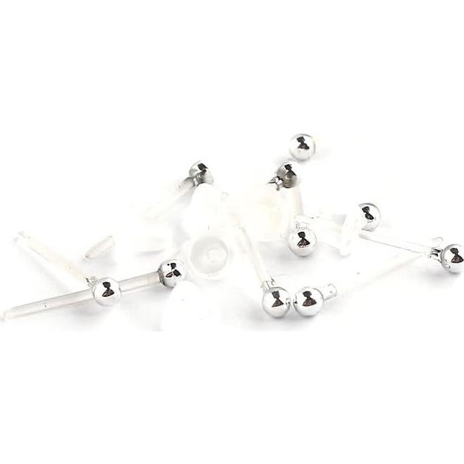 Pendientes de Bola 2mm Ruifan Bioflex Claro 20G - 10 Piezas