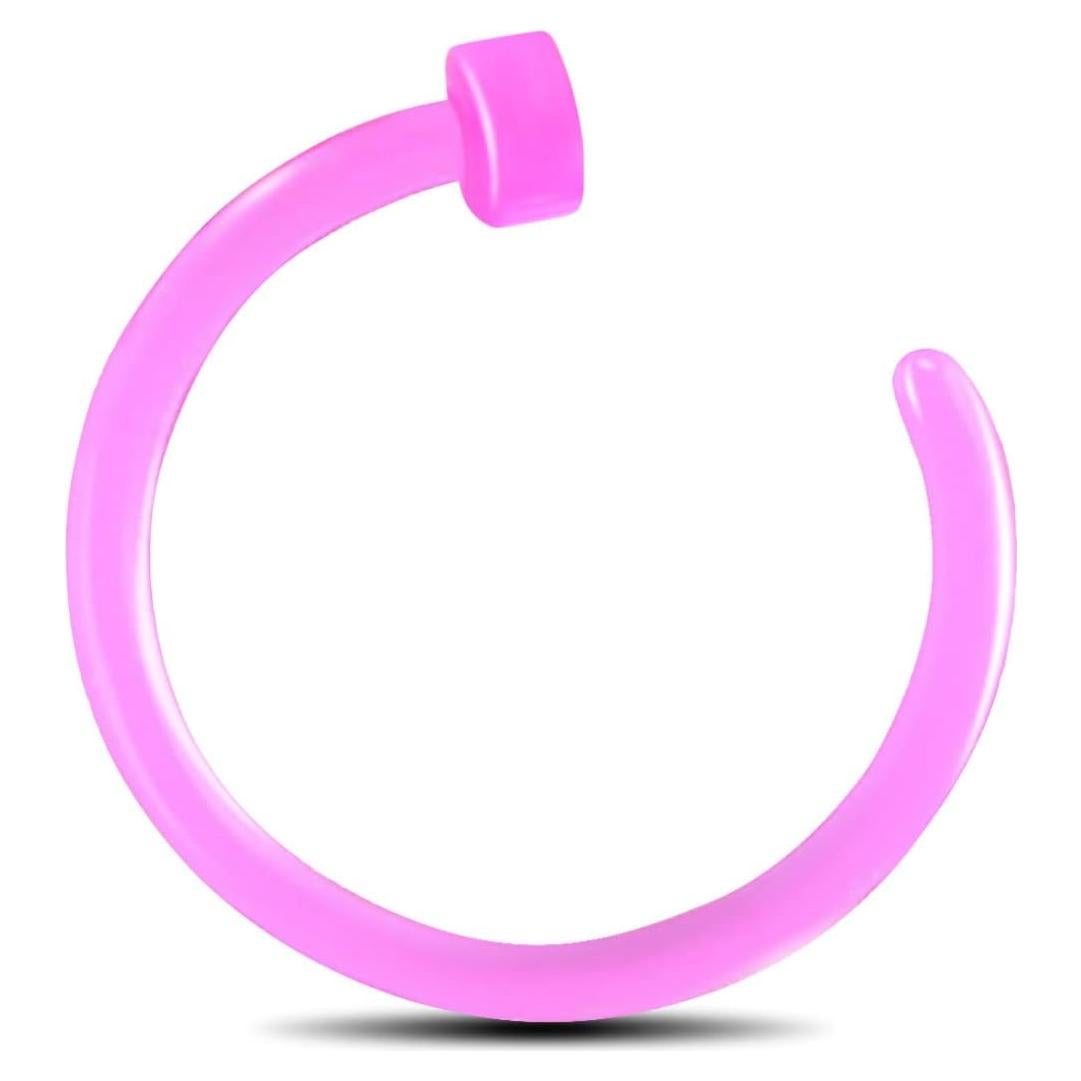 Aro de Nariz Bioflex 20G OUFER Rosa Brillante 8mm Hipoalergénico