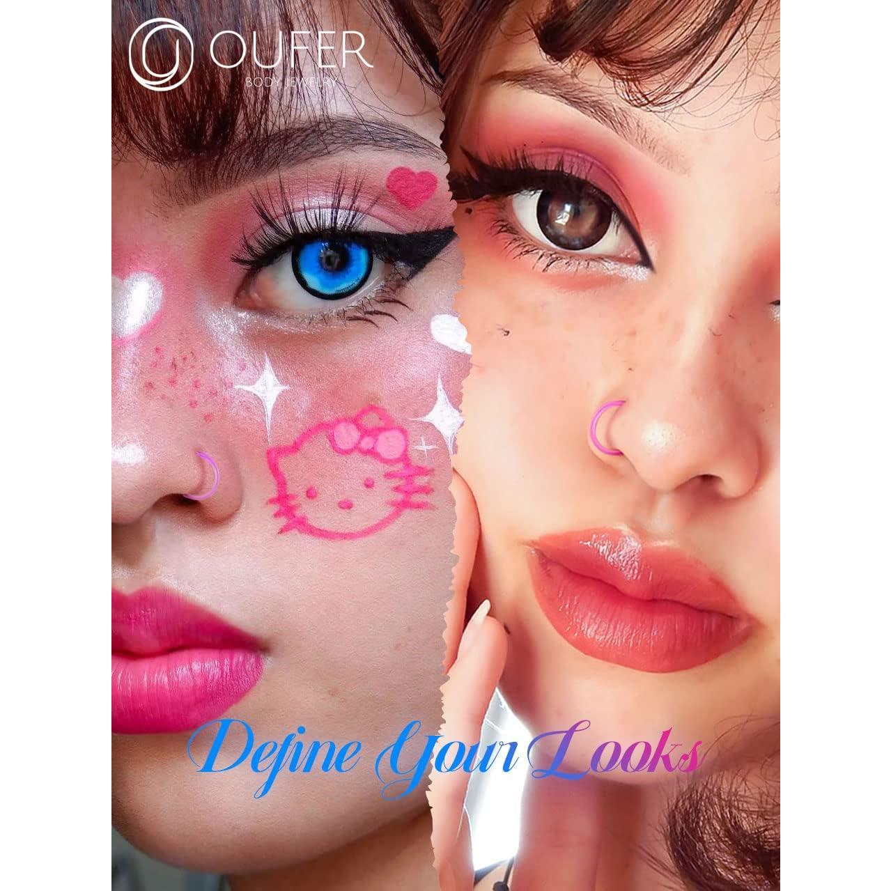 Aro de Nariz Bioflex 20G OUFER Rosa Brillante 8mm Hipoalergénico