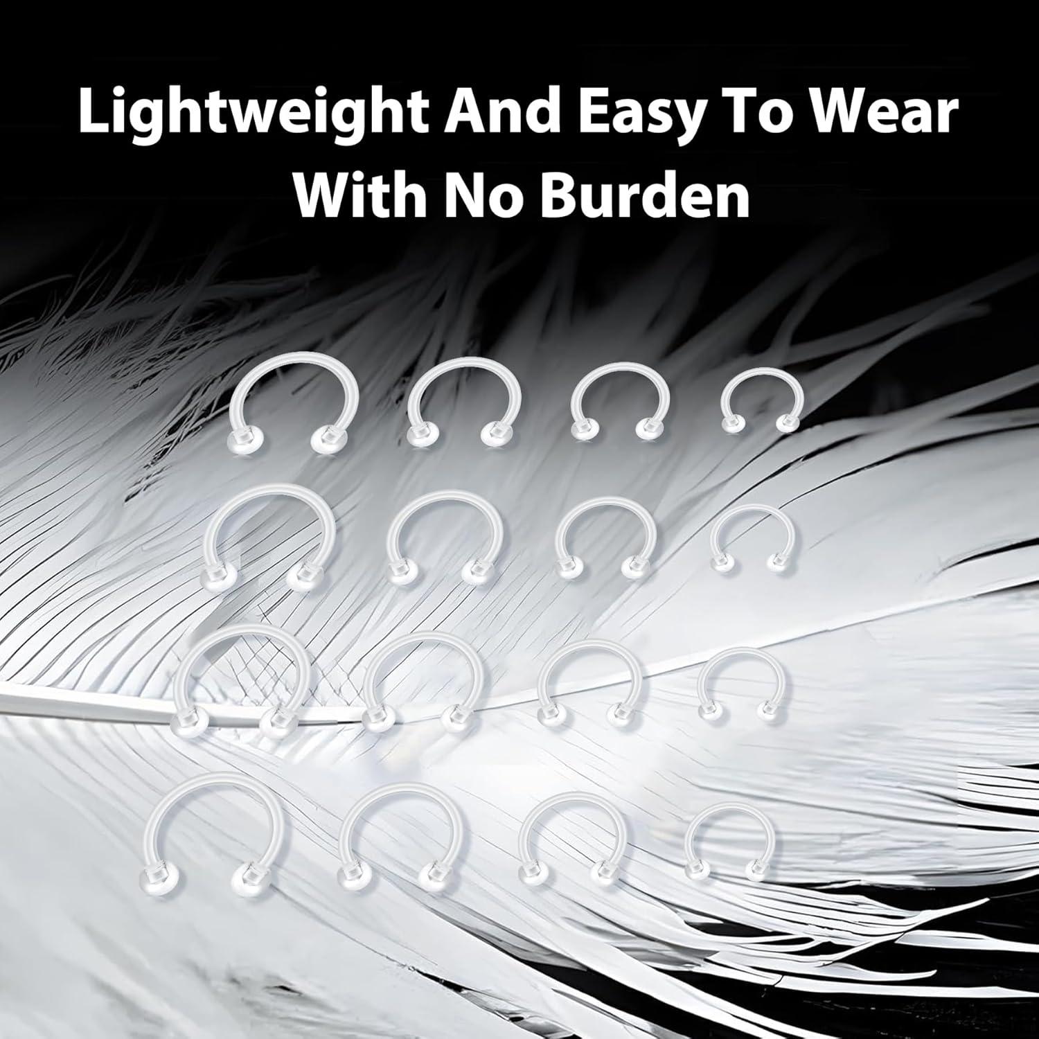 Anillos Septum Transparentes D.Bella 16G Bioflex Hipoalergénicos