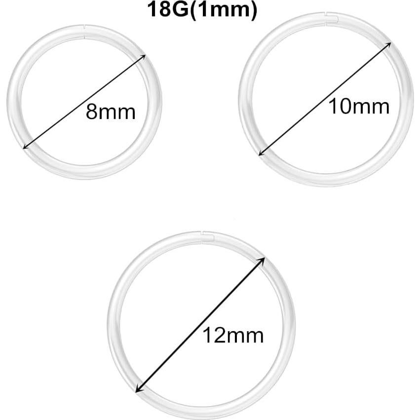 Aros de Trago Transparentes 18G Acrílico Bioflex 12PCS