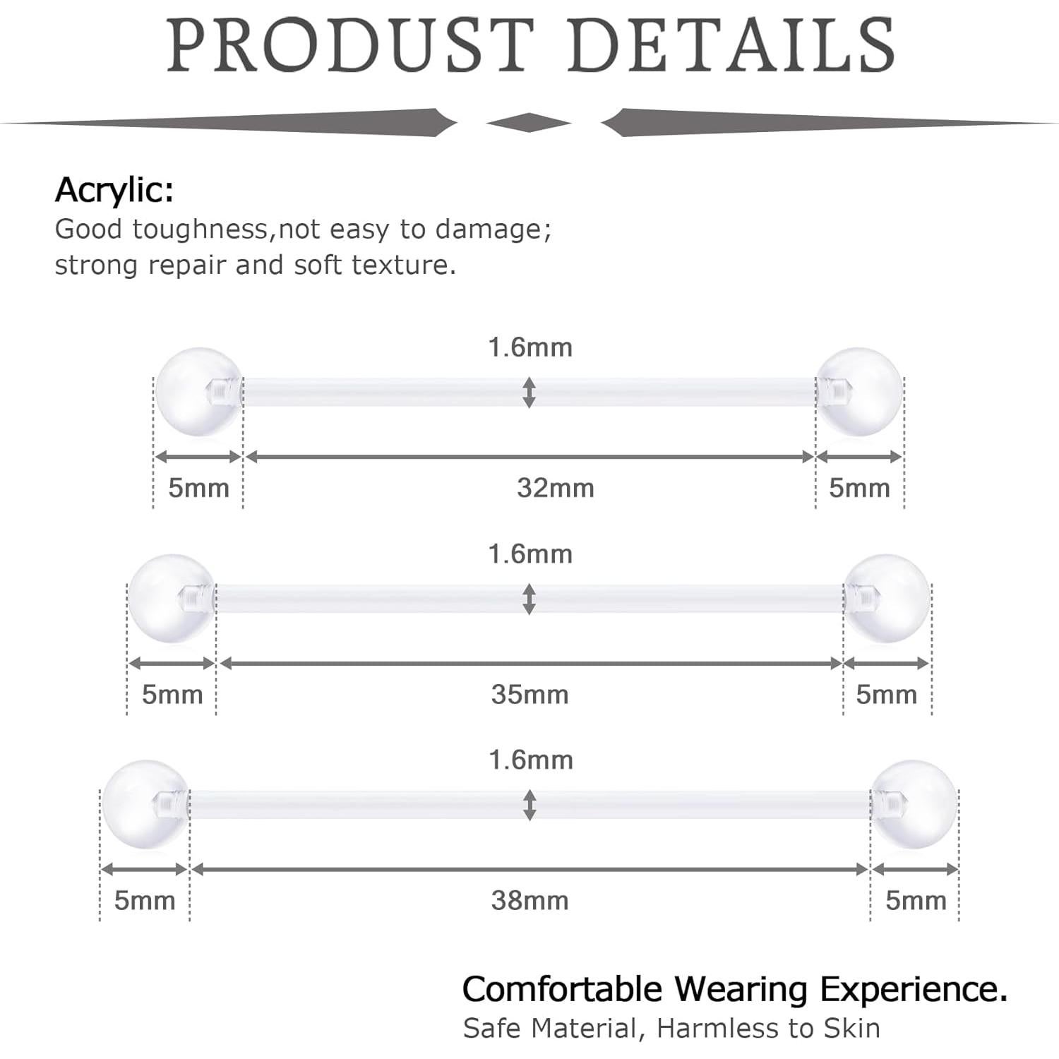 Barra Industrial Flexible VCMART 14G Bioplástico Claro 32-38mm