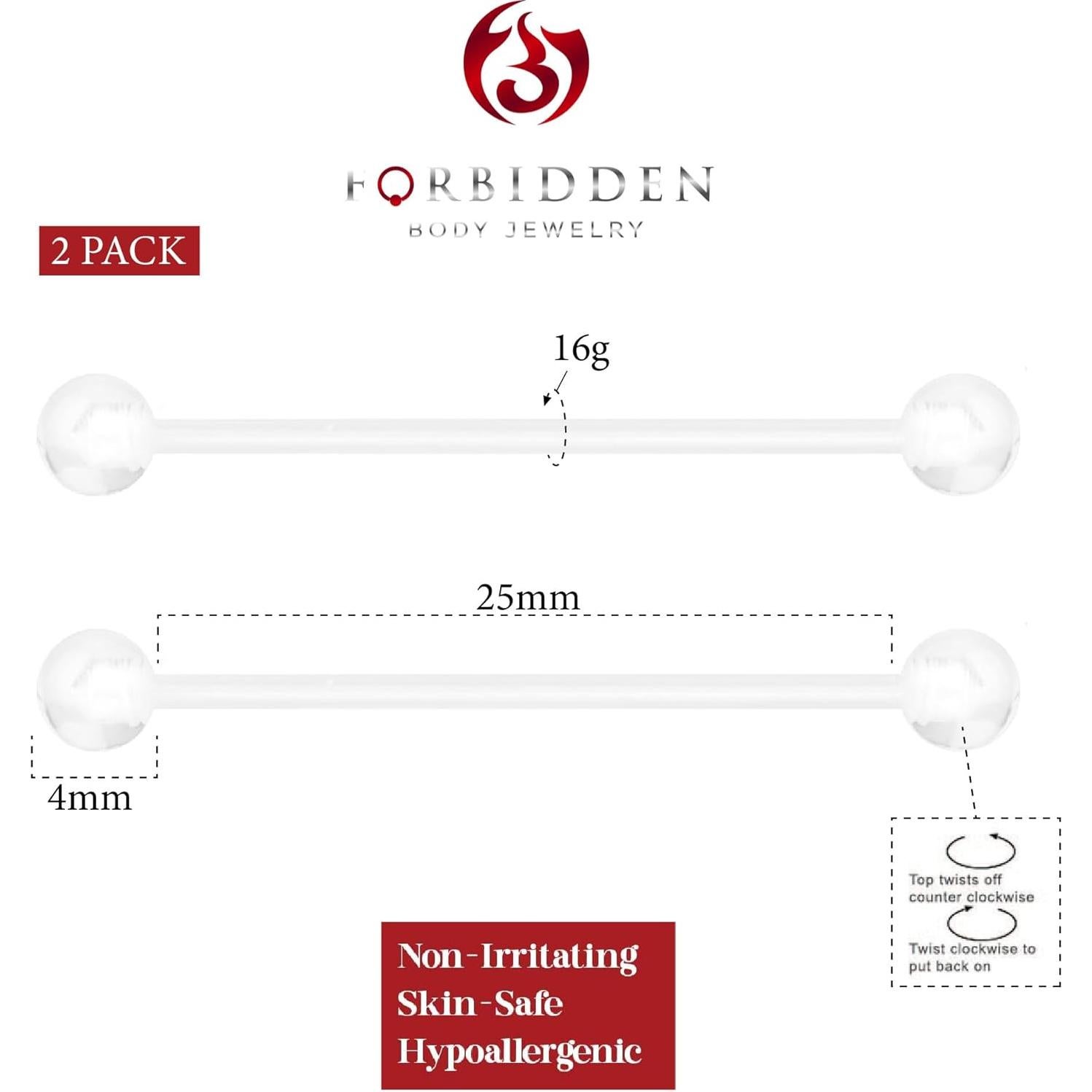 Retenedores de Piercing 16G 25mm Joyería Corporal Prohibida