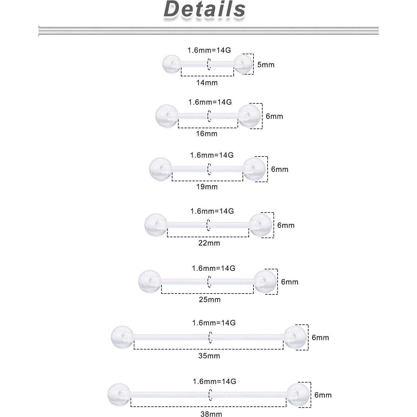 Anillo de Pezón Ocptiy 14G 14mm-38mm Acrílico Transparente