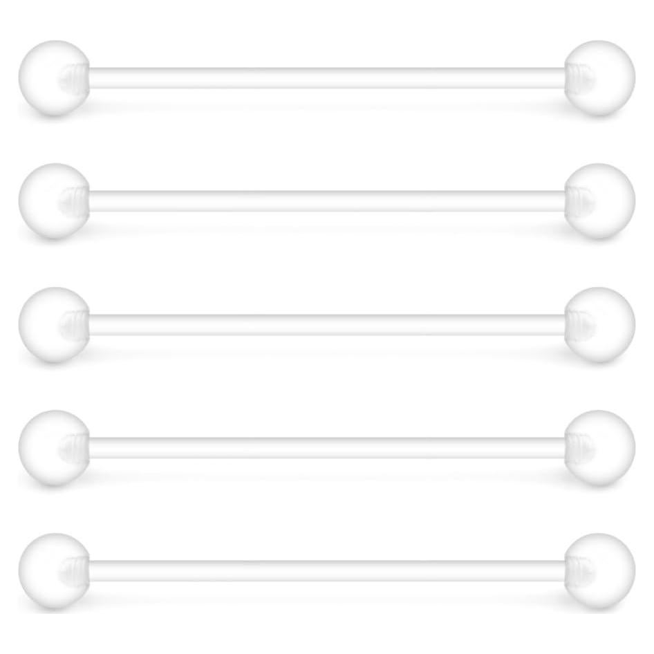 Pendientes de Barra Industrial Ruifan 14G 5 Piezas 35mm Acrílico