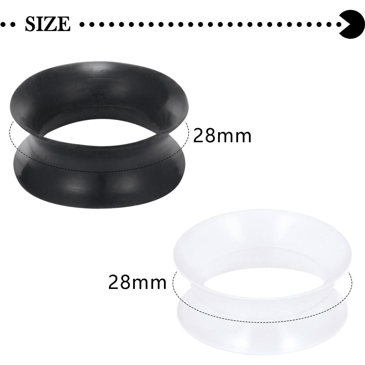 Túneles de Silicona Negra y Transparente Pexveiuu 28mm