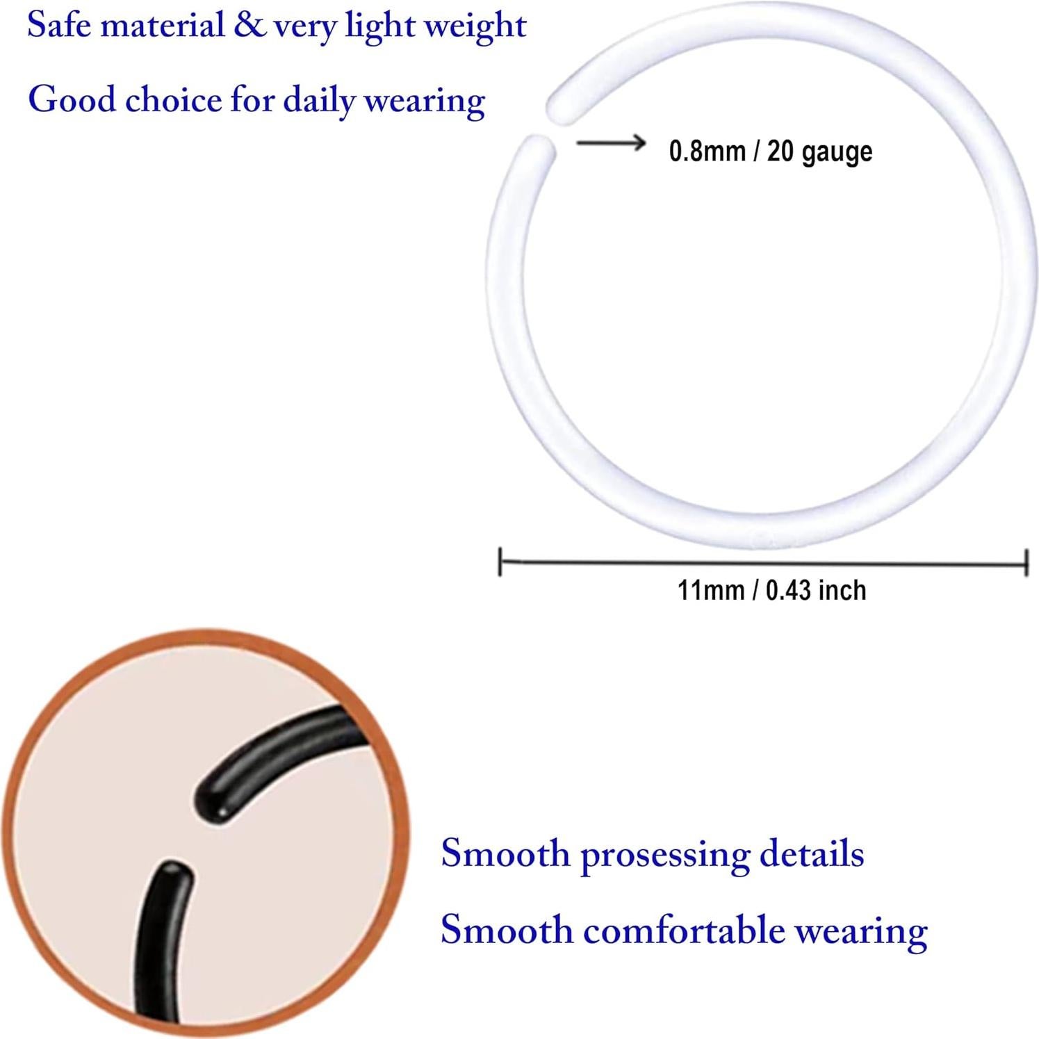 60 Aros de Plástico Antialérgicos 20G Qualima para Oídos