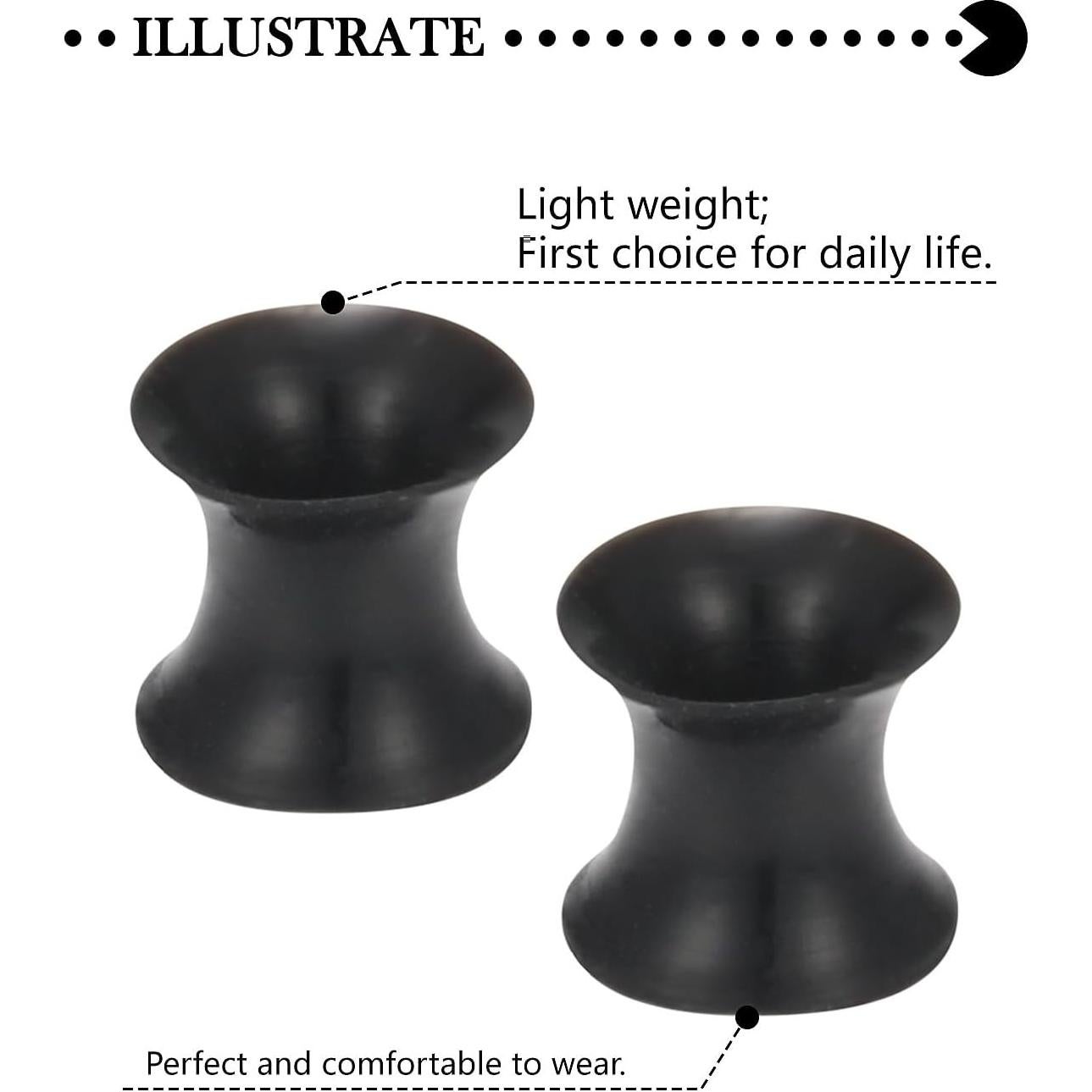 Tapones de Silicona Negra Pexveiuu 4G 5mm Doble Expansión