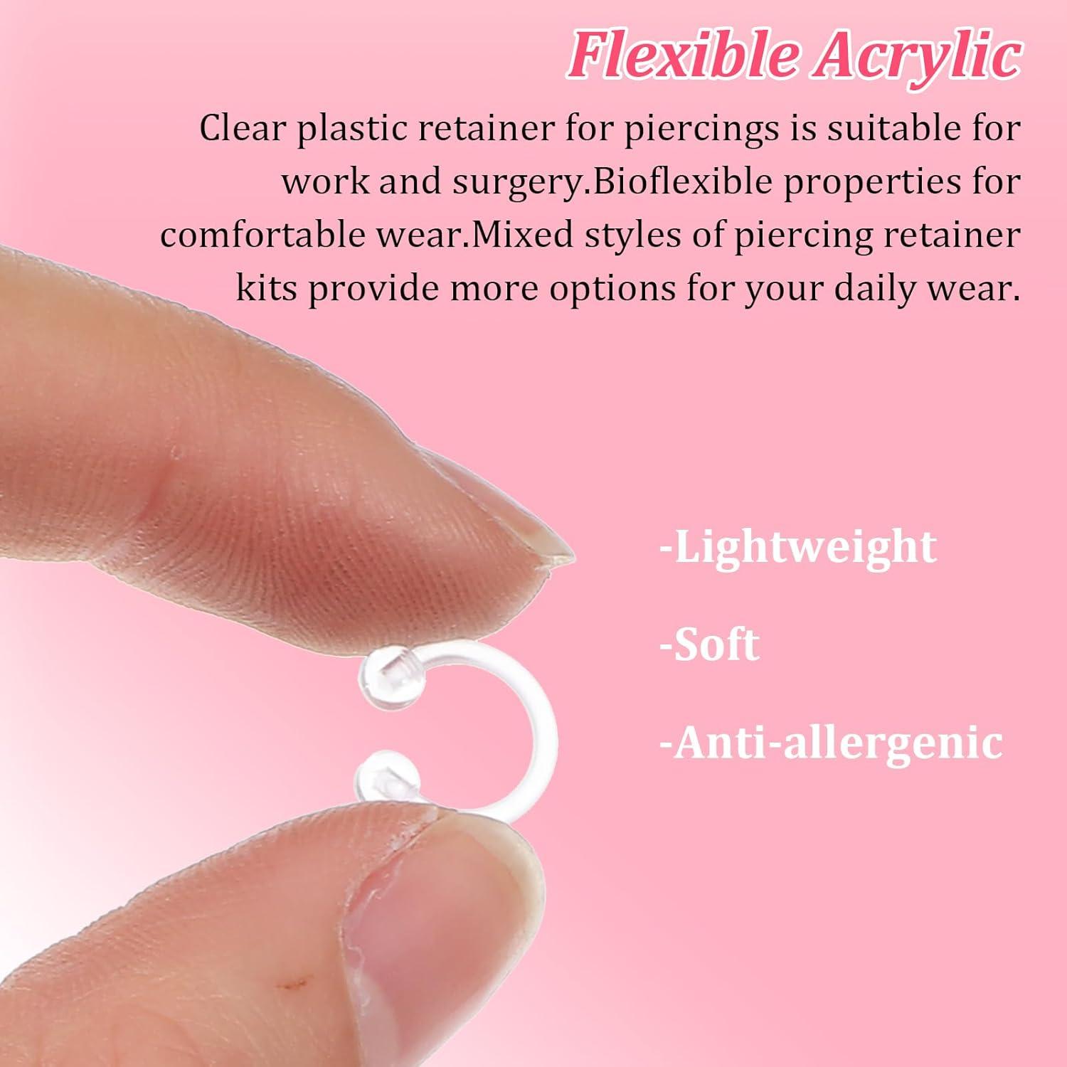 Kit de 29 Retenedores de Piercing Transparentes Lusofie 16G 14G