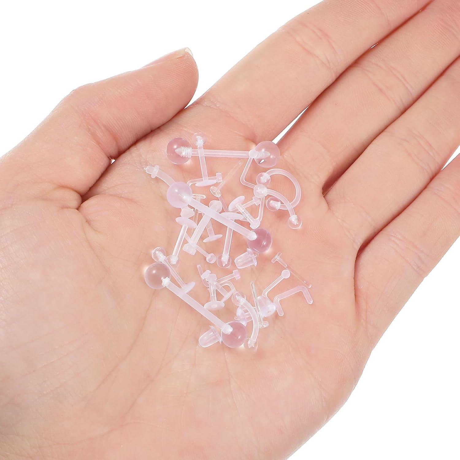 Kit de 29 Retenedores de Piercing Transparentes Lusofie 16G 14G