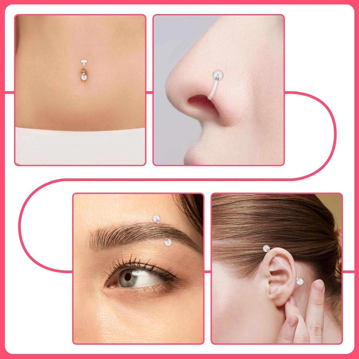 Kit de 29 Retenedores de Piercing Transparentes Lusofie 16G 14G
