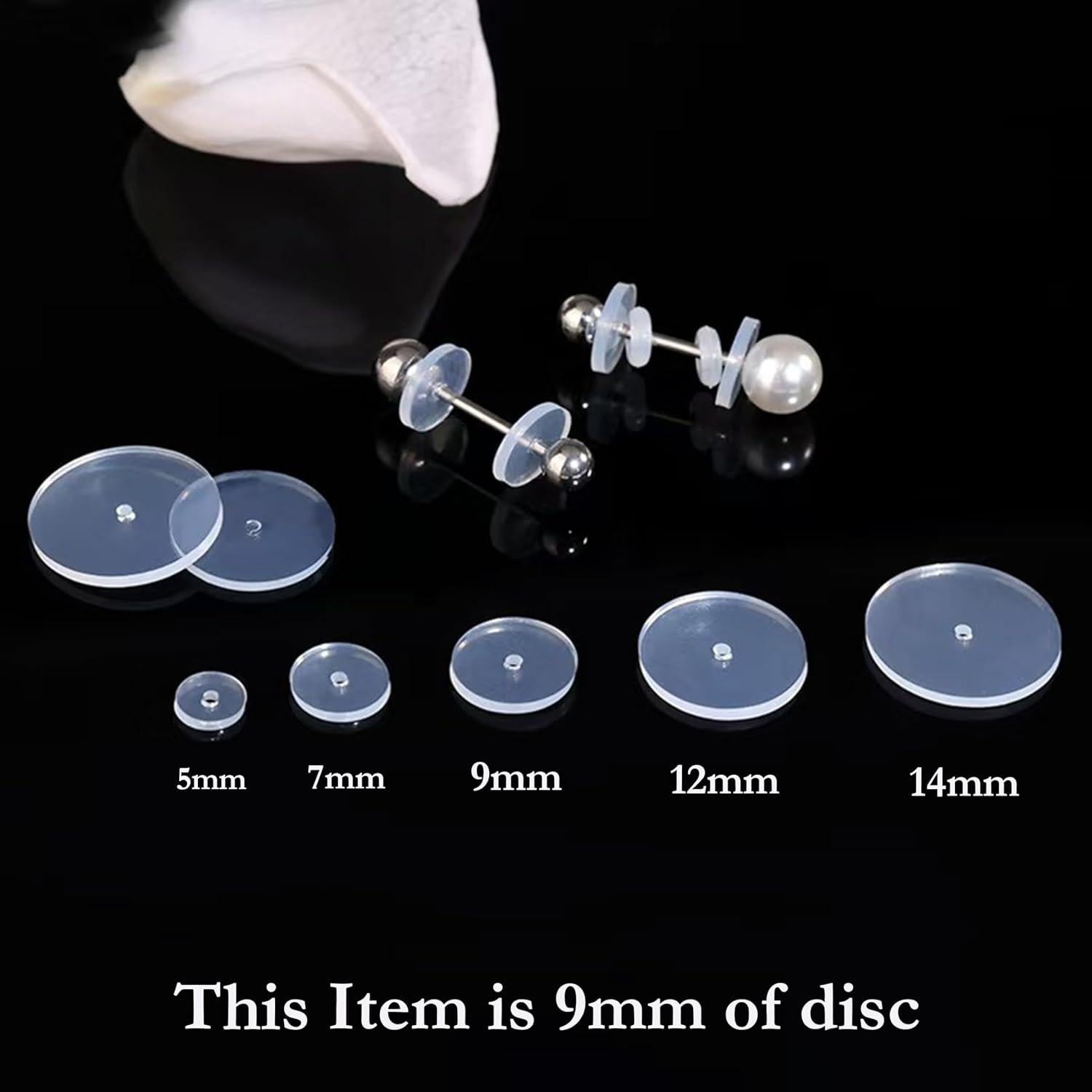 50 Tapones de Silicona Qualima 9mm para Piercings Curación