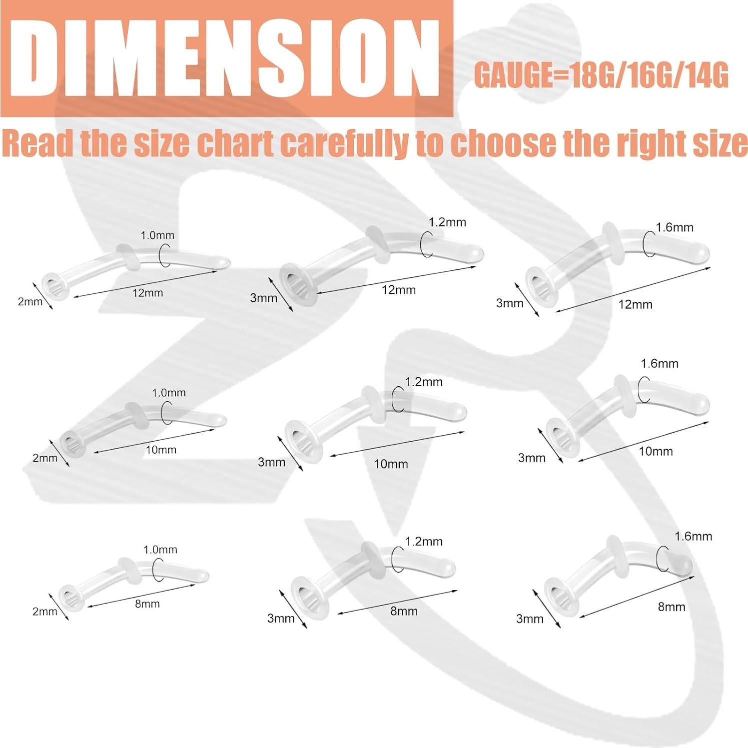 Retenedor de Perforación de Nariz ZS 3 Piezas Vidrio 14G 16G 18G