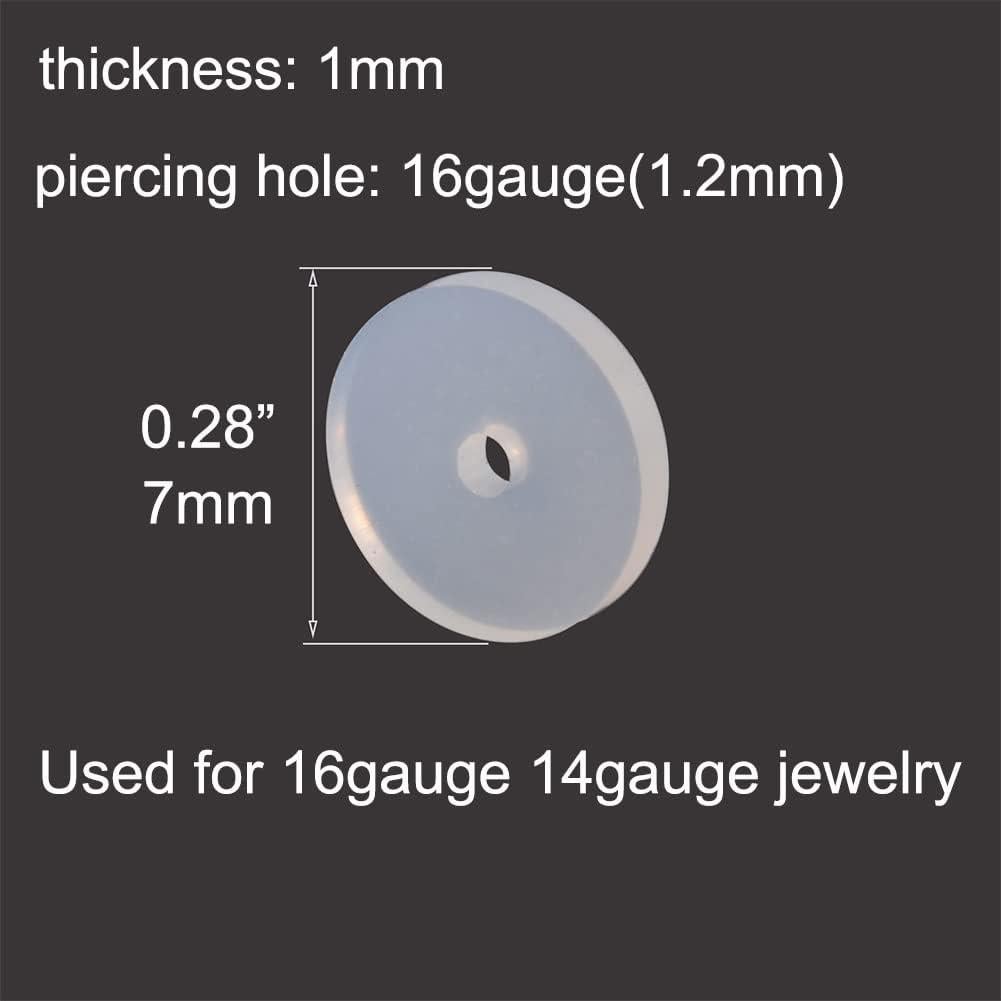 Discos Transparentes de Silicona MODRSA para Piercing 16g 7mm