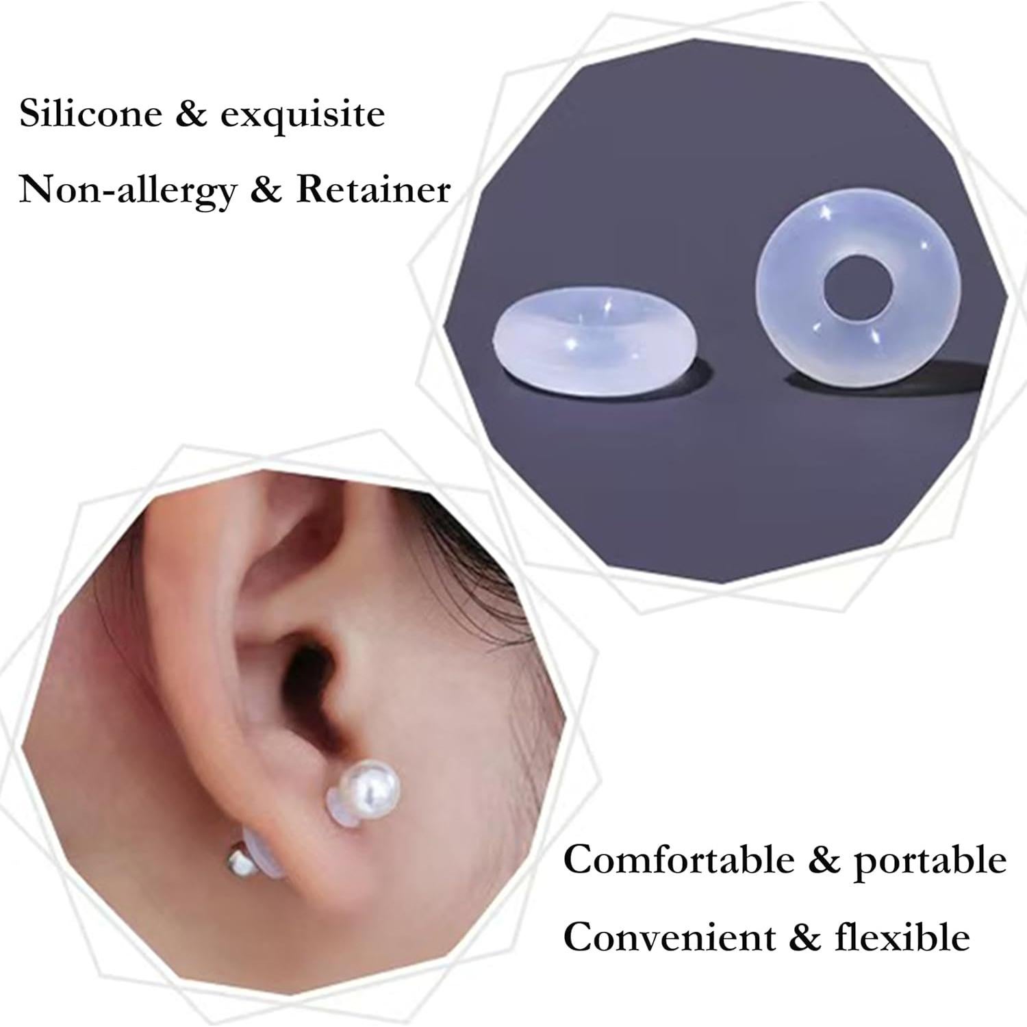 50 Tapones de Silicona Qualima para Piercings 4mm Transparentes