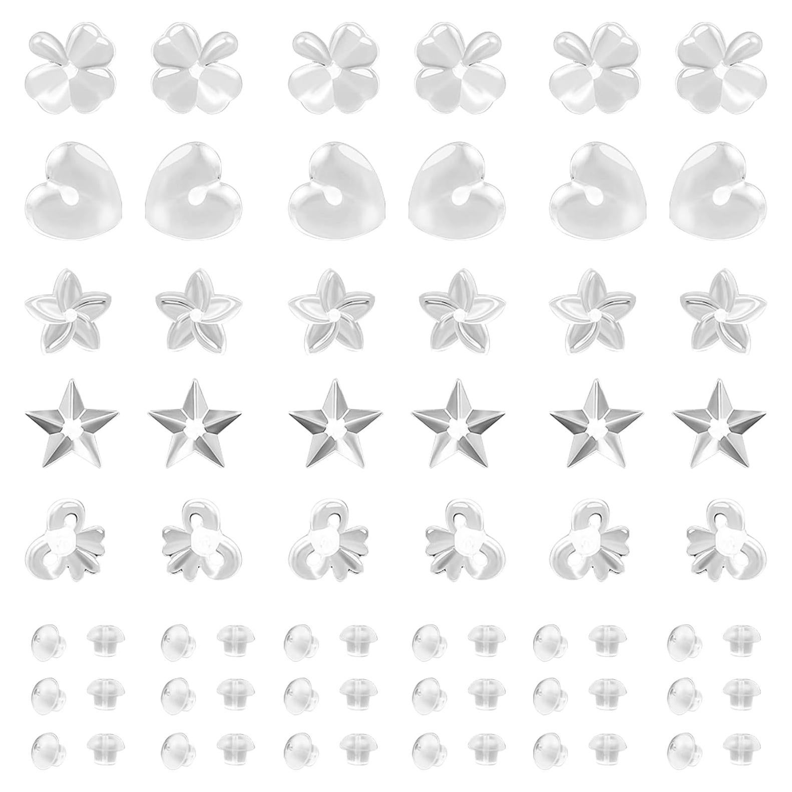 Pendientes Transparentes DaKuan - 15 Pares, 5 Estilos, Para Oídos Sensibles