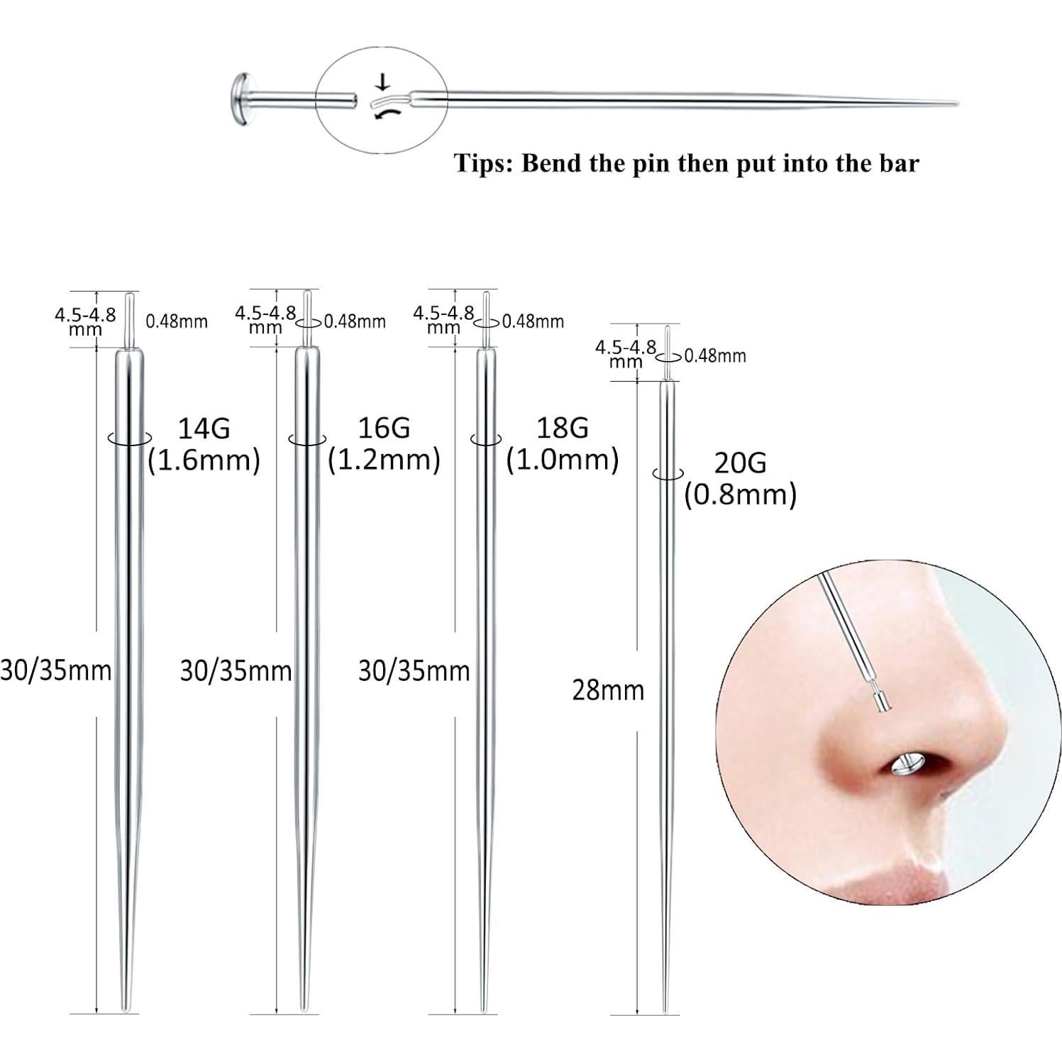 Taper de Piercing Aumeo G23 Sin Rosca 14G 16G 18G