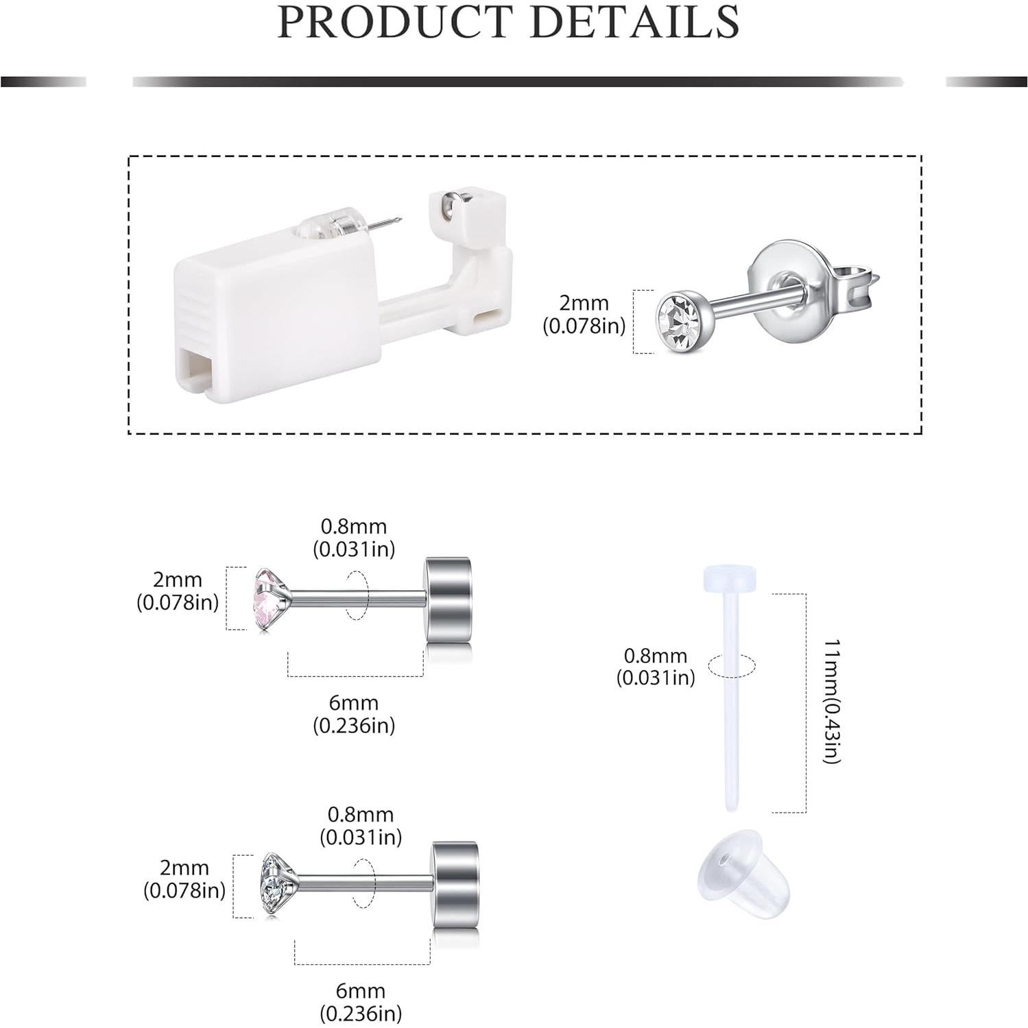 Kit de perforación de orejas AVYRING 20G con aretes 2mm