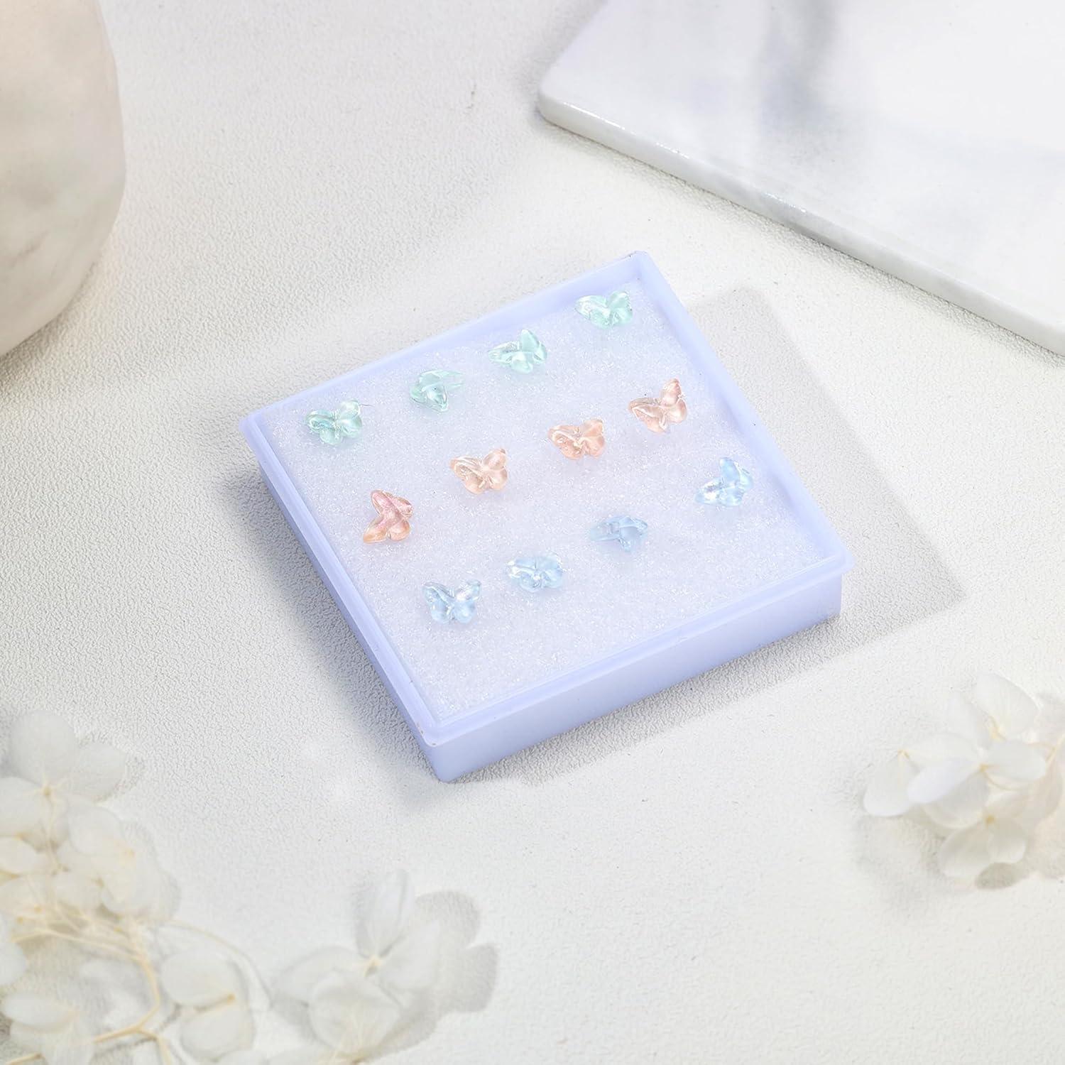 Pendientes de Plástico AoedeJ 6 Pares Hipoalergénicos Mariposa