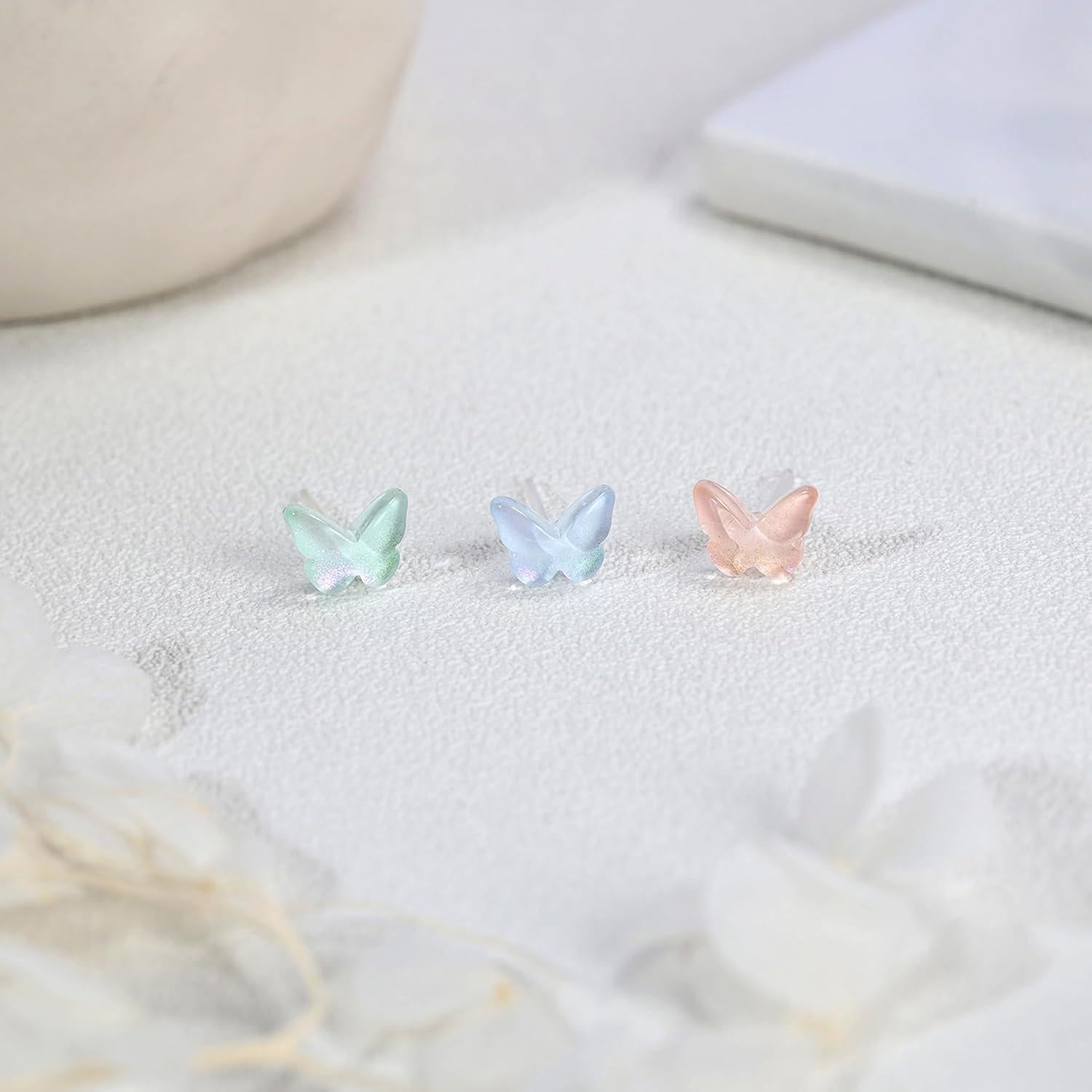 Pendientes de Plástico AoedeJ 6 Pares Hipoalergénicos Mariposa