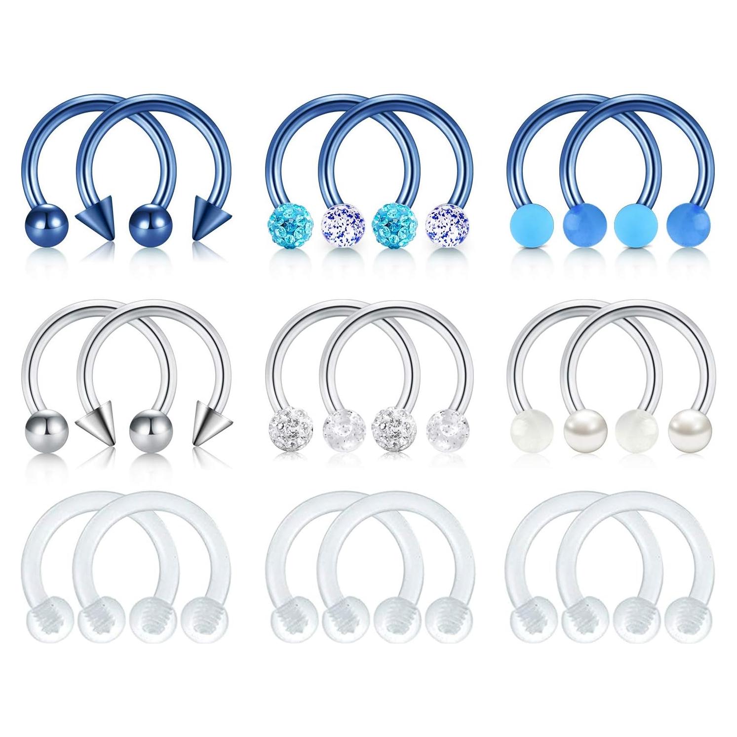 Aros de Septum Mayhoop 16G Acero Inoxidable 8mm 18Pcs