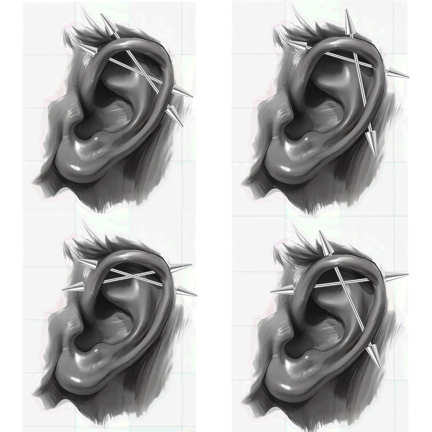 Aretes de Barra Industrial Acero Quirúrgico 38-60mm 5 Piezas