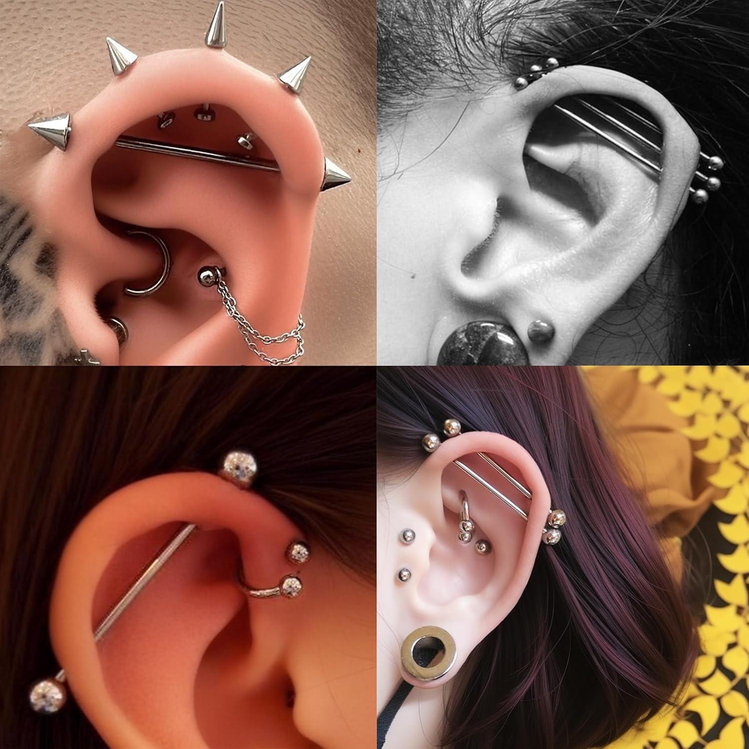 Aretes de Barra Industrial Acero Quirúrgico 38-60mm 5 Piezas