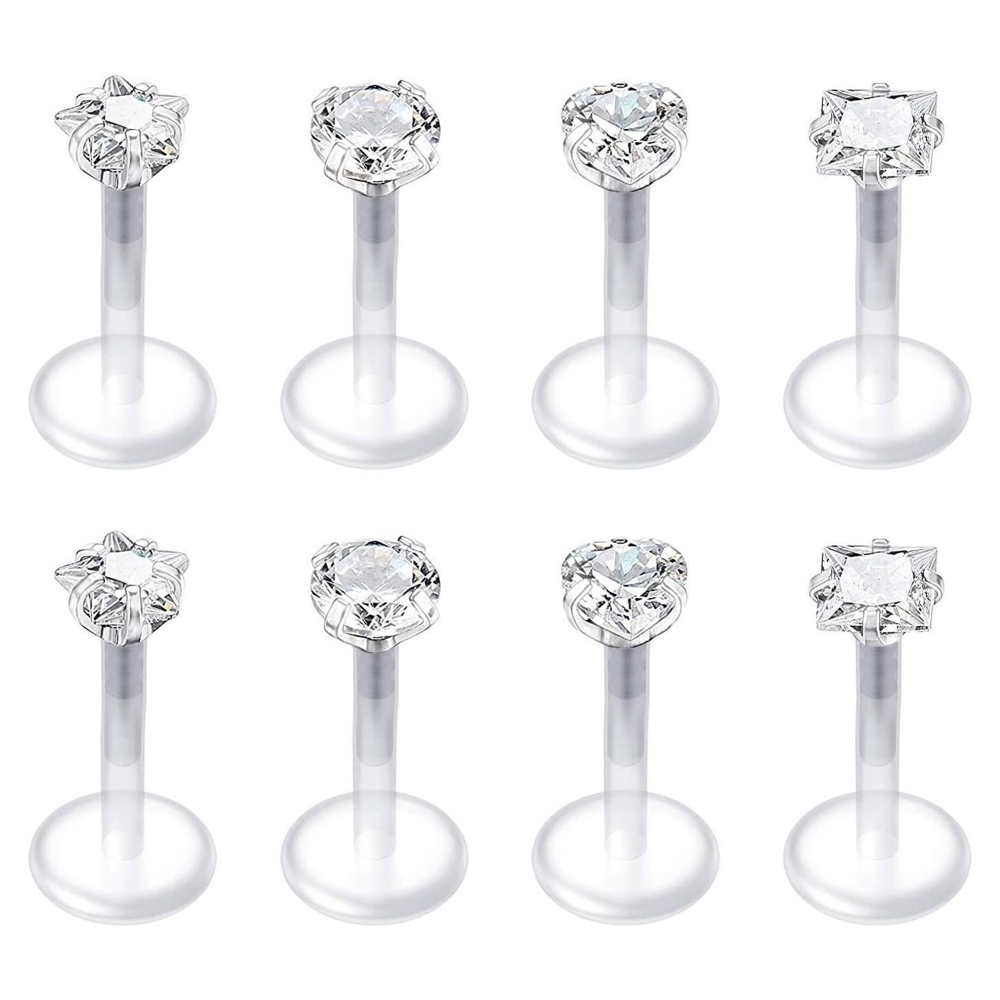 Aros Labiales Transparentes QWALIT 16G 6mm Joyería de Piercing