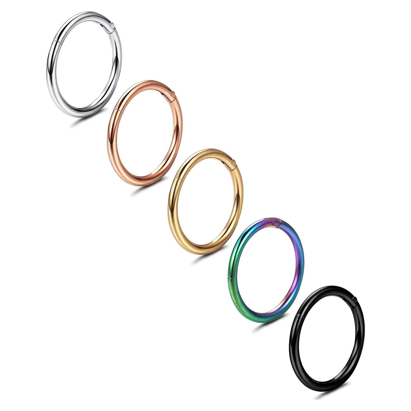 Anillos Septum Jstyle 5 Pcs Acero Quirúrgico 316L 16G 8-12mm