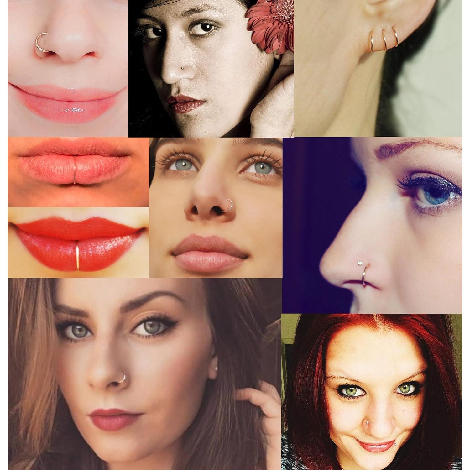 Anillos de Nariz 12 Pcs Masedy Acero Inoxidable 20G 6-12 mm