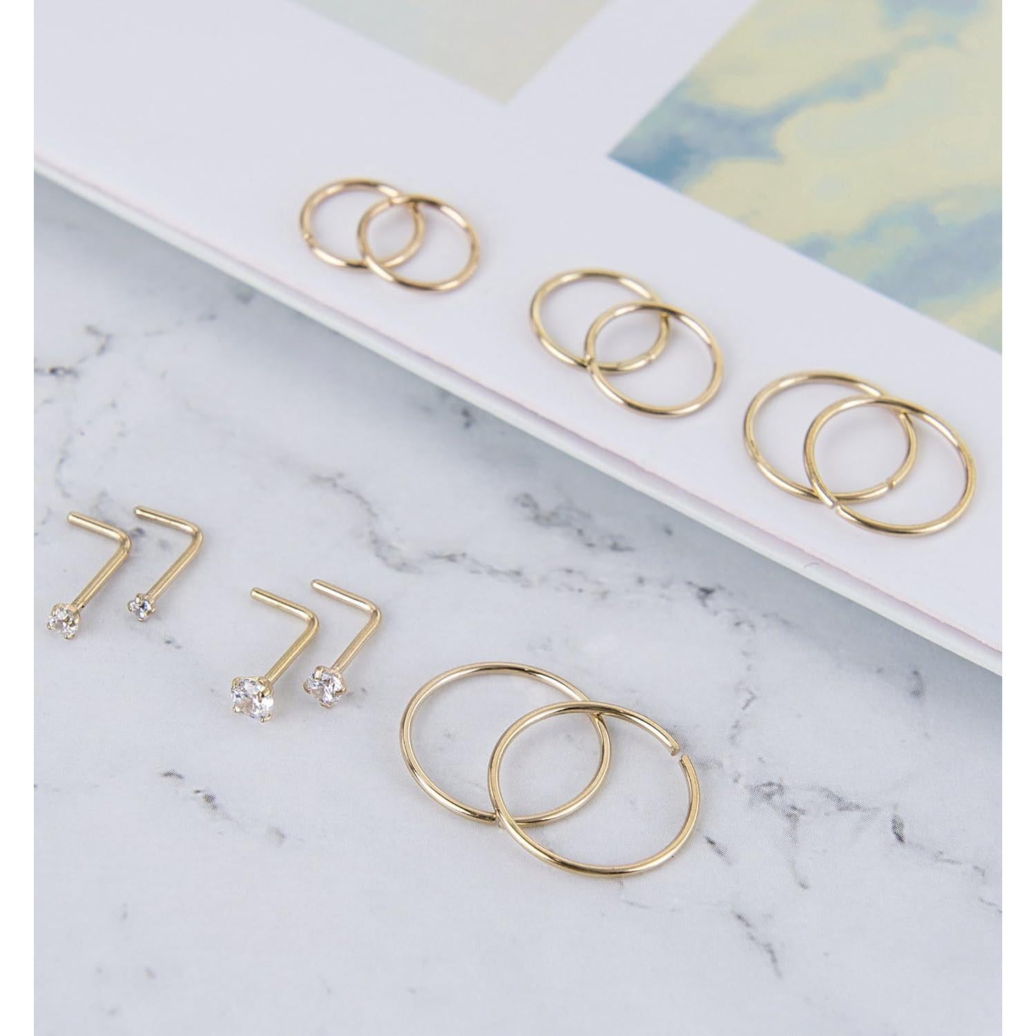 Anillos de Nariz 12 Pcs Masedy Acero Inoxidable 20G 6-12 mm