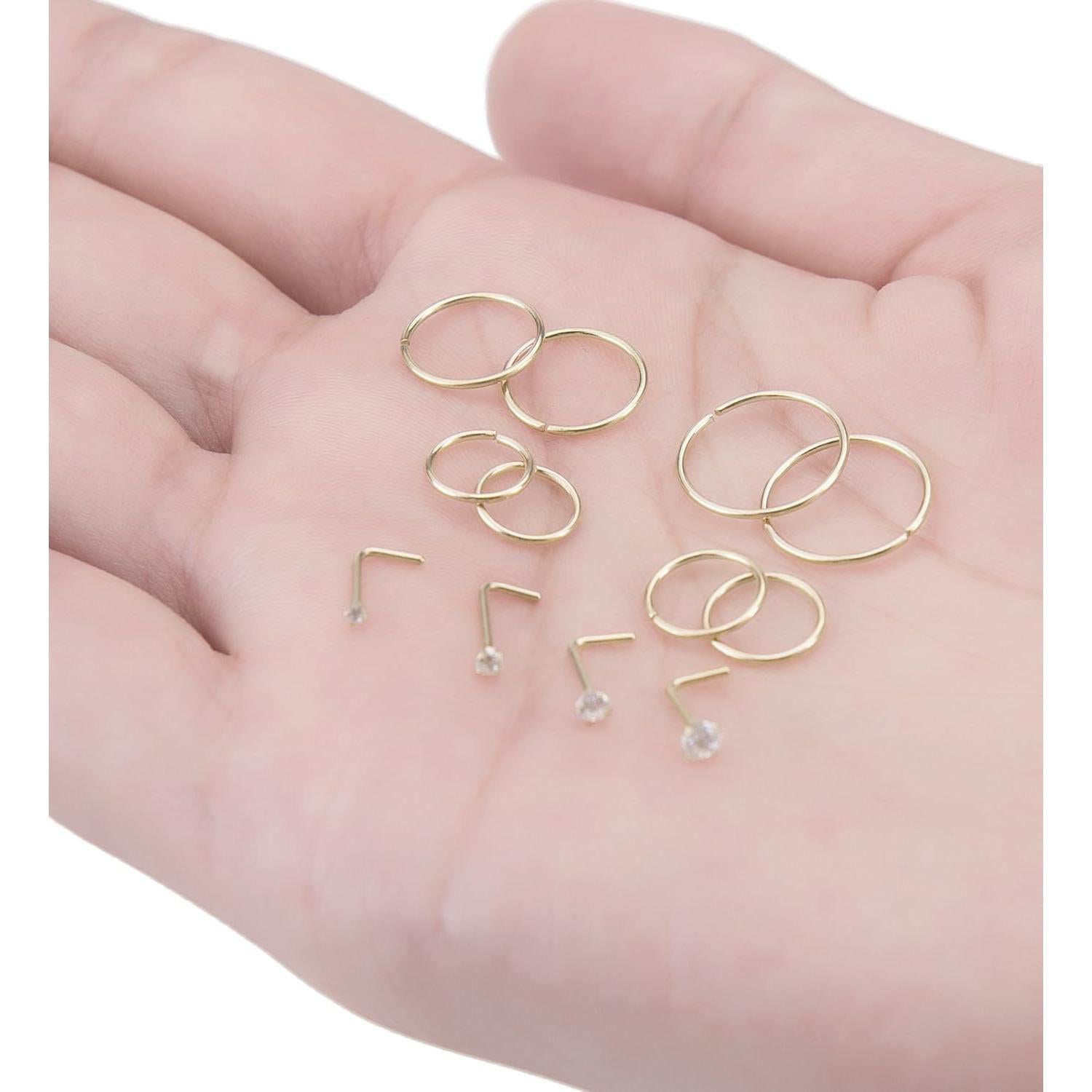 Anillos de Nariz 12 Pcs Masedy Acero Inoxidable 20G 6-12 mm