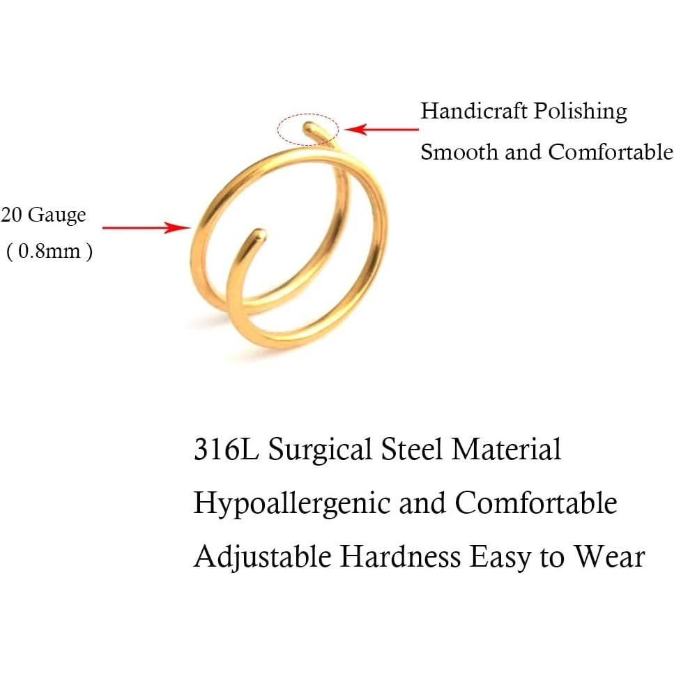 Anillo de Nariz Doble Hipoalergénico Vitaltyextracts 6Pcs 0.8mm