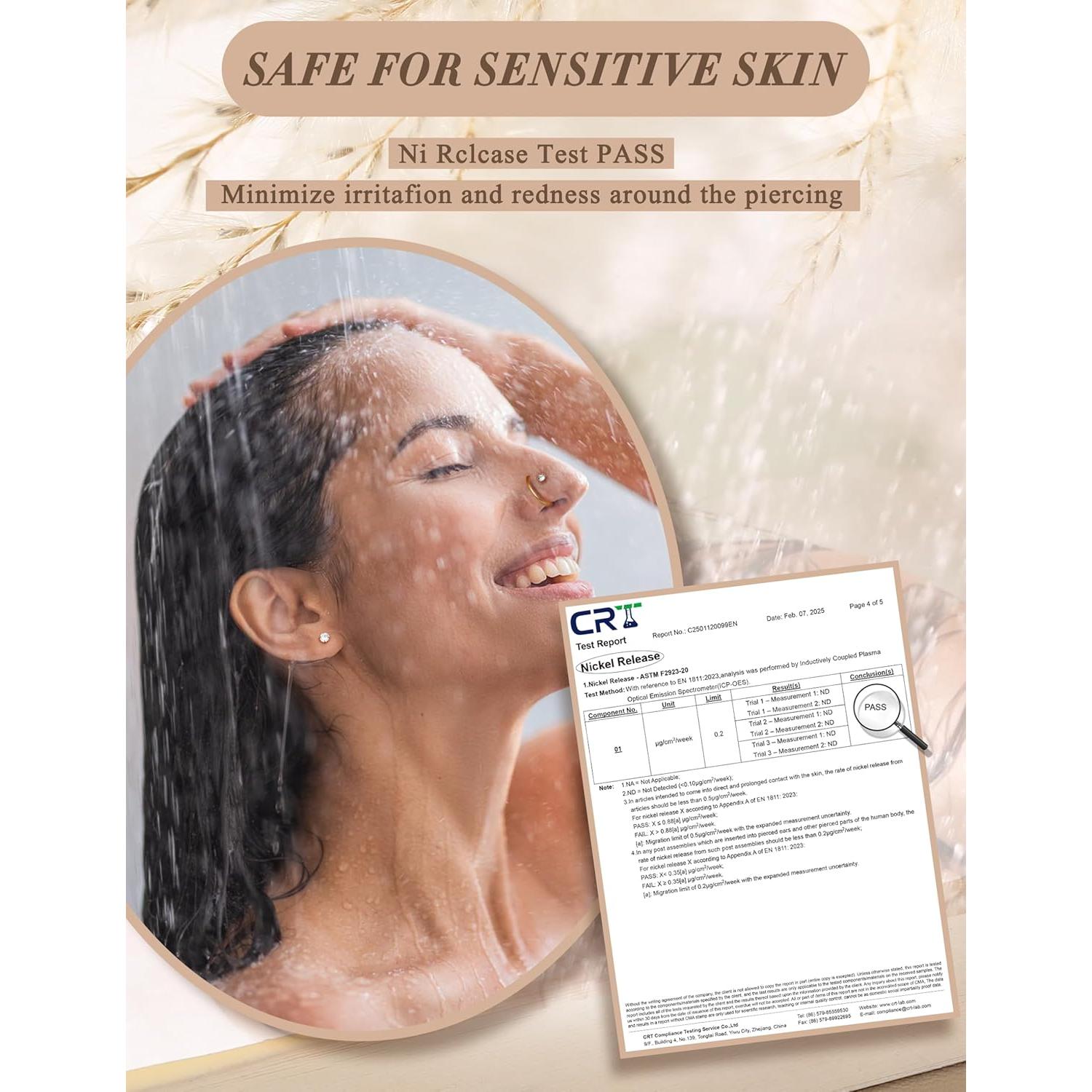 Anillos de Nariz JeryWe Oro 14K Hipoalergénico 20G - 12 Piezas