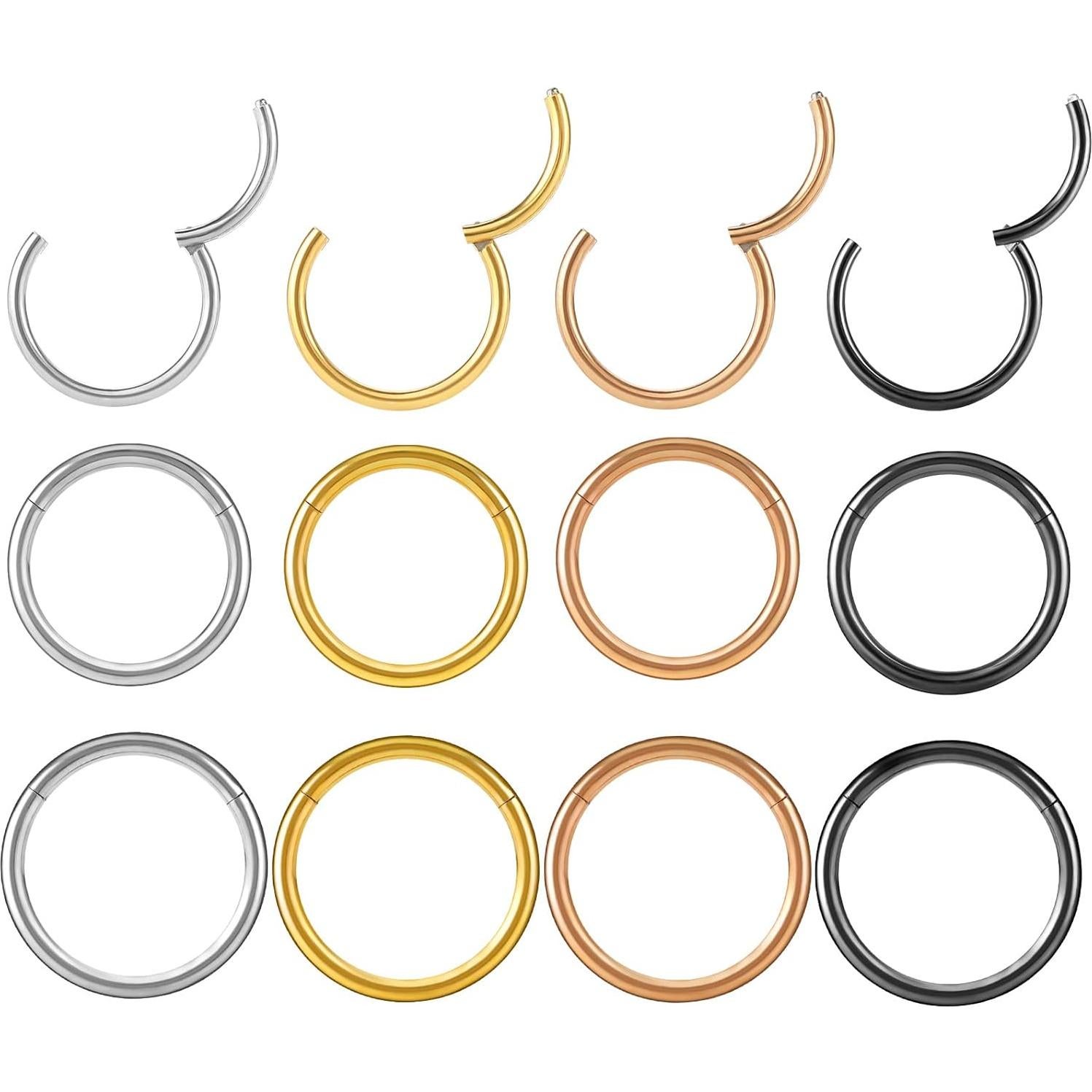 Aros de Nariz Funtopia 12Pcs Acero Quirúrgico 18g 7-9mm