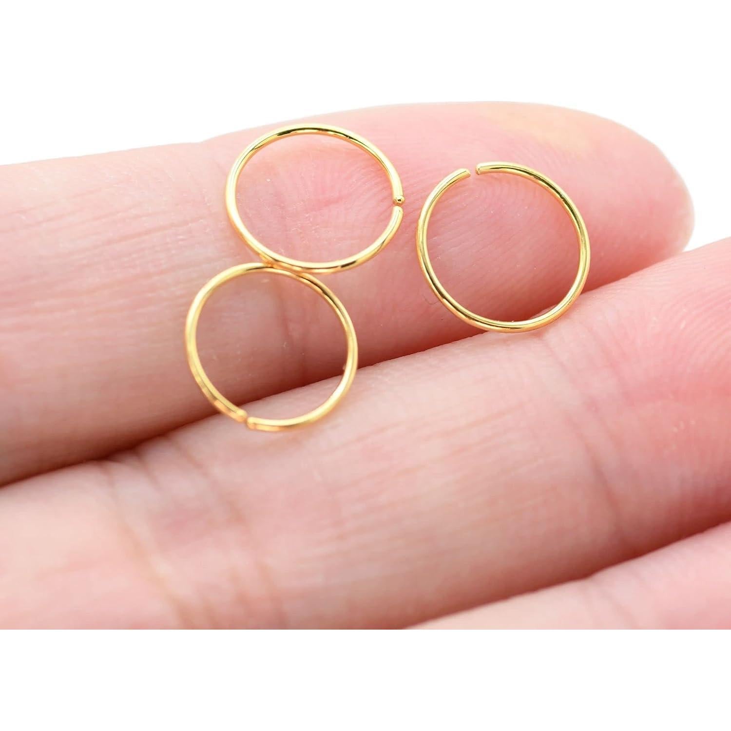 Aros de Nariz de Oro 14K para Mujeres 8mm 22G - 3 Piezas